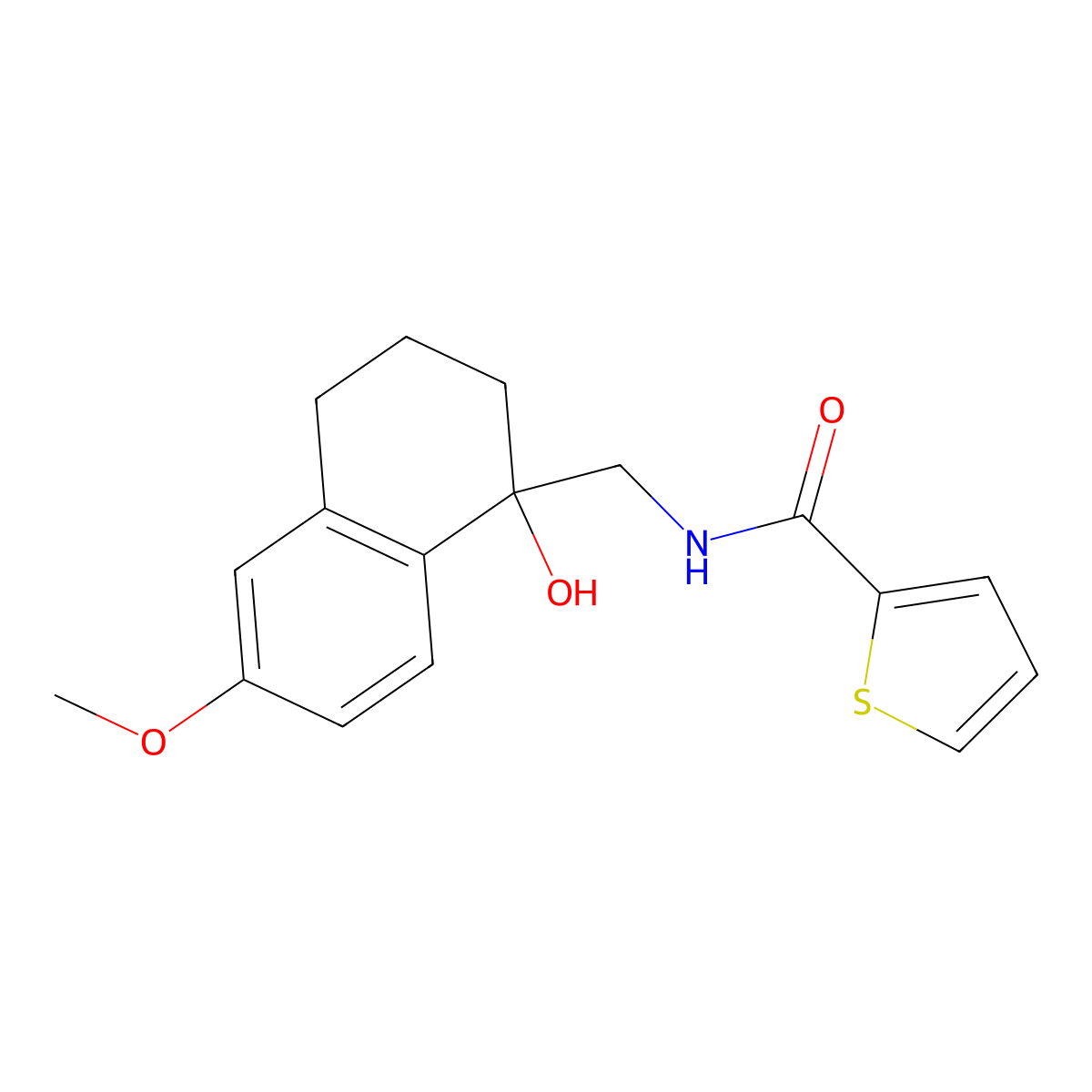 N-[(1-hydroxy-6-methoxy-1,2,3,4-tetrahydronaphthalen-1-yl)methyl]thiophene-2-carboxamide molecular structure, CAS 2034600-10-5