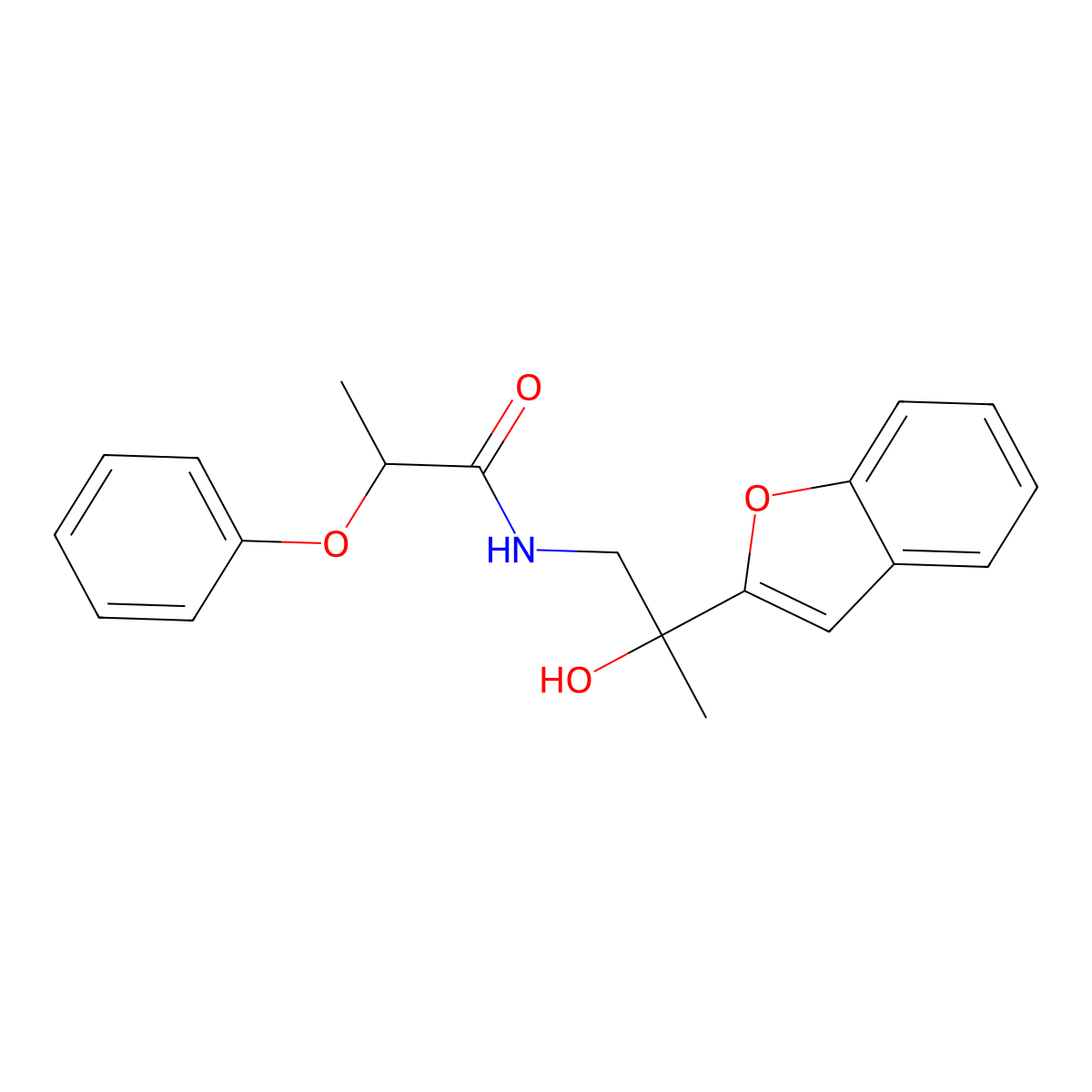 N-(2-(benzofuran-2-yl)-2-hydroxypropyl)-2-phenoxypropanamide molecular structure, CAS 2034600-12-7