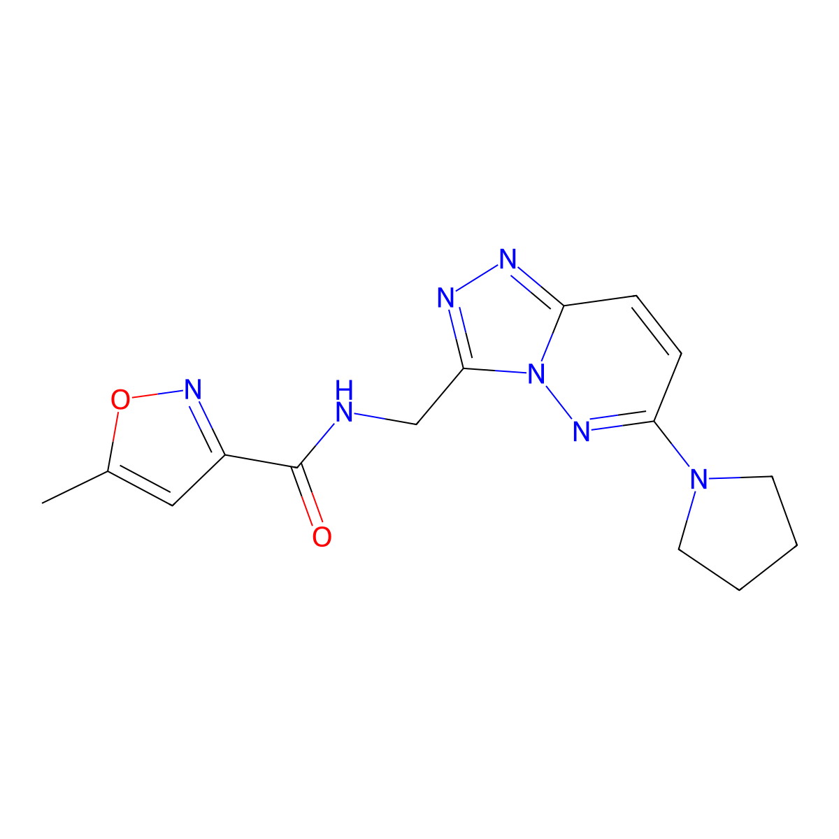 5-methyl-N-((6-(pyrrolidin-1-yl)-[1,2,4]triazolo[4,3-b]pyridazin-3-yl)methyl)isoxazole-3-carboxamide molecular structure, CAS 2034600-19-4