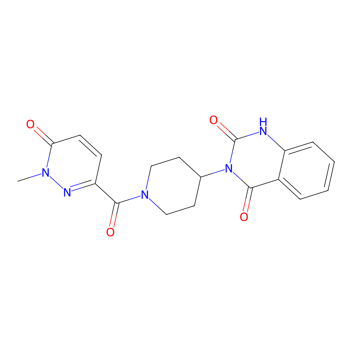 3-(1-(1-methyl-6-oxo-1,6-dihydropyridazine-3-carbonyl)piperidin-4-yl)quinazoline-2,4(1H,3H)-dione molecular structure, CAS 2034600-20-7