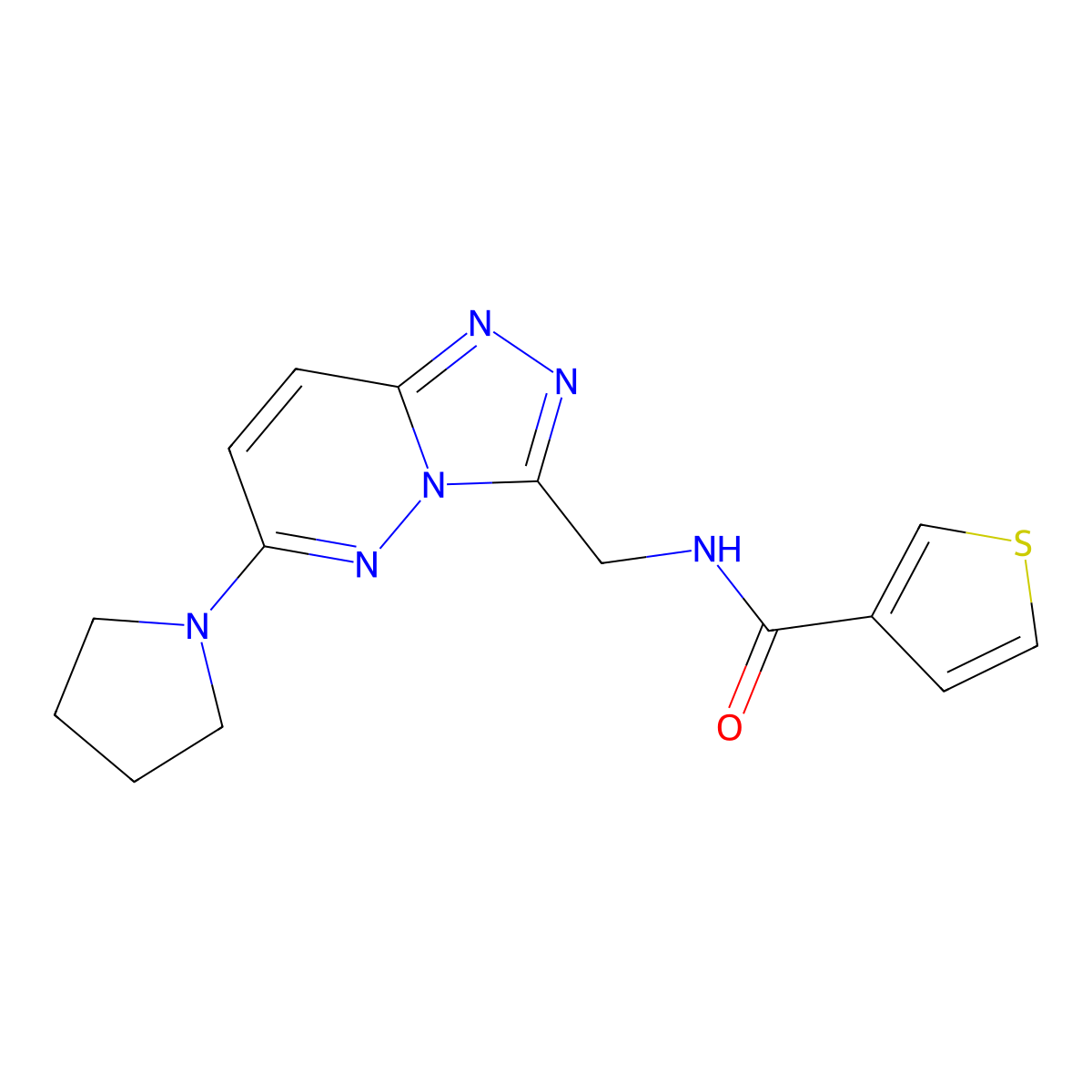 N-((6-(pyrrolidin-1-yl)-[1,2,4]triazolo[4,3-b]pyridazin-3-yl)methyl)thiophene-3-carboxamide molecular structure, CAS 2034600-24-1