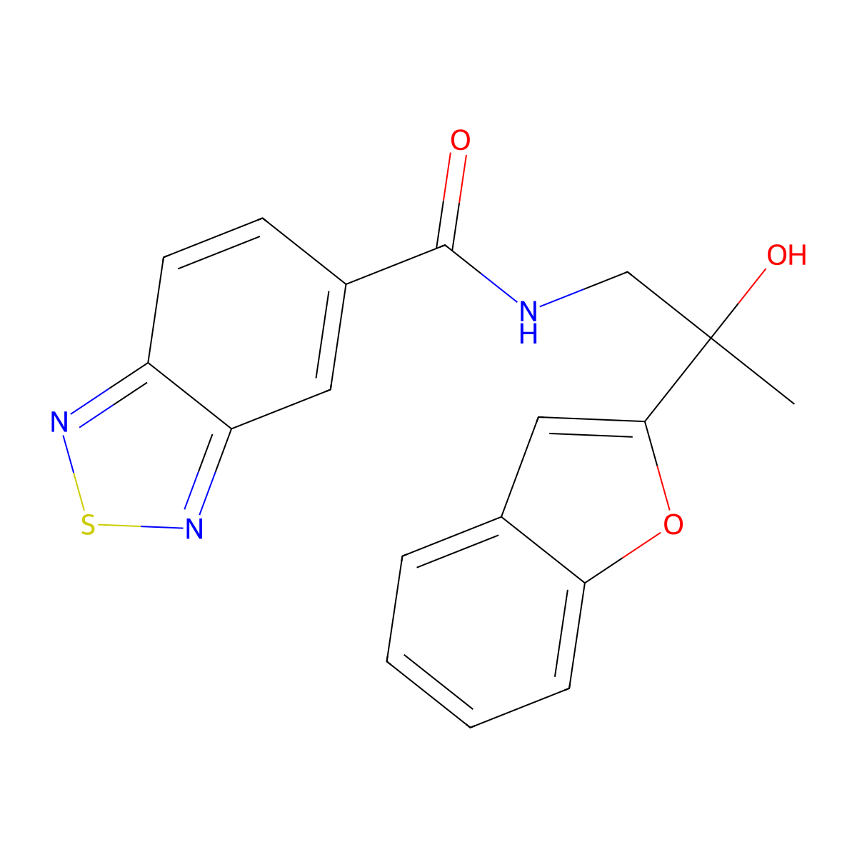 N-(2-(benzofuran-2-yl)-2-hydroxypropyl)benzo[c][1,2,5]thiadiazole-5-carboxamide molecular structure, CAS 2034600-26-3