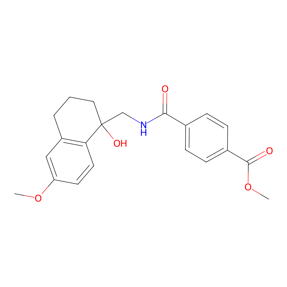 Methyl 4-(((1-hydroxy-6-methoxy-1,2,3,4-tetrahydronaphthalen-1-yl)methyl)carbamoyl)benzoate molecular structure, CAS 2034600-37-6