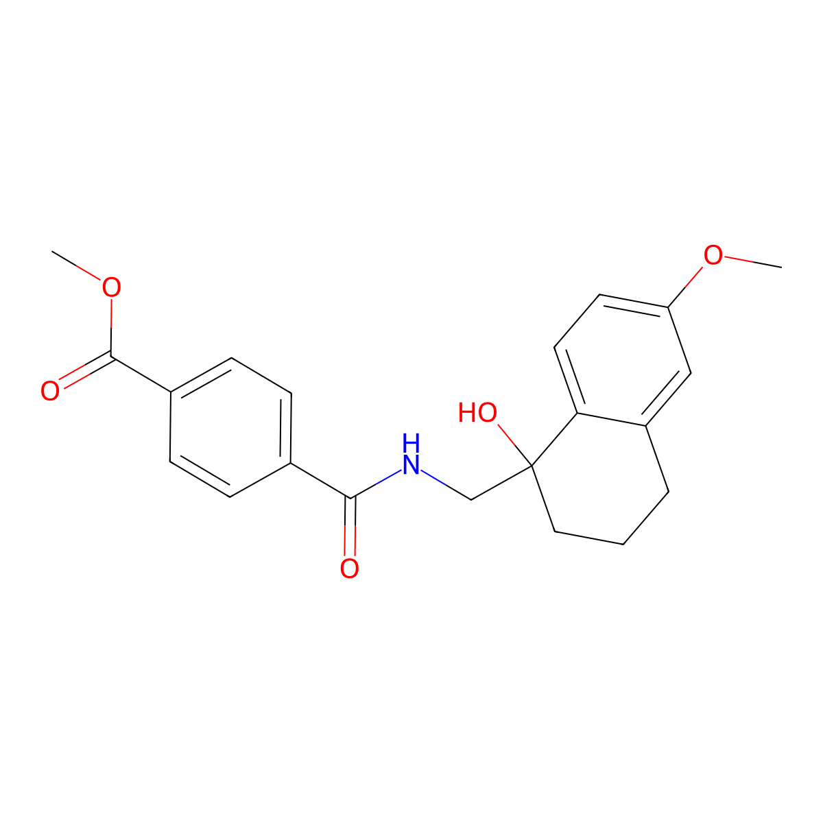 Methyl 4-(((1-hydroxy-6-methoxy-1,2,3,4-tetrahydronaphthalen-1-yl)methyl)carbamoyl)benzoate molecular structure, CAS 2034600-37-6