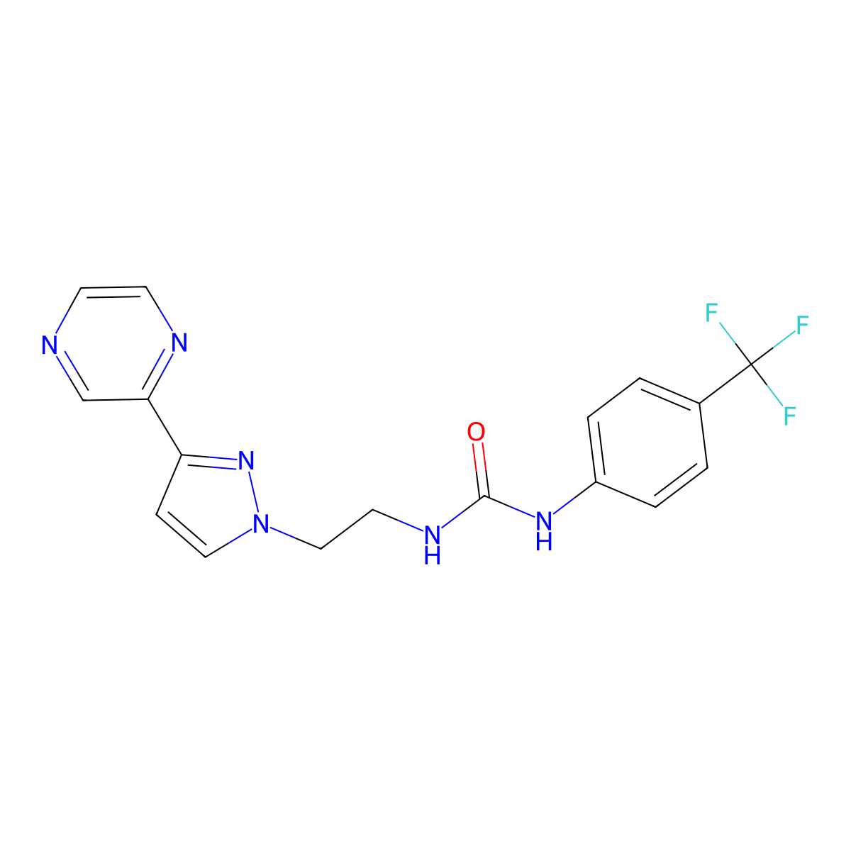 1-(2-(3-(pyrazin-2-yl)-1H-pyrazol-1-yl)ethyl)-3-(4-(trifluoromethyl)phenyl)urea molecular structure, CAS 2034600-38-7