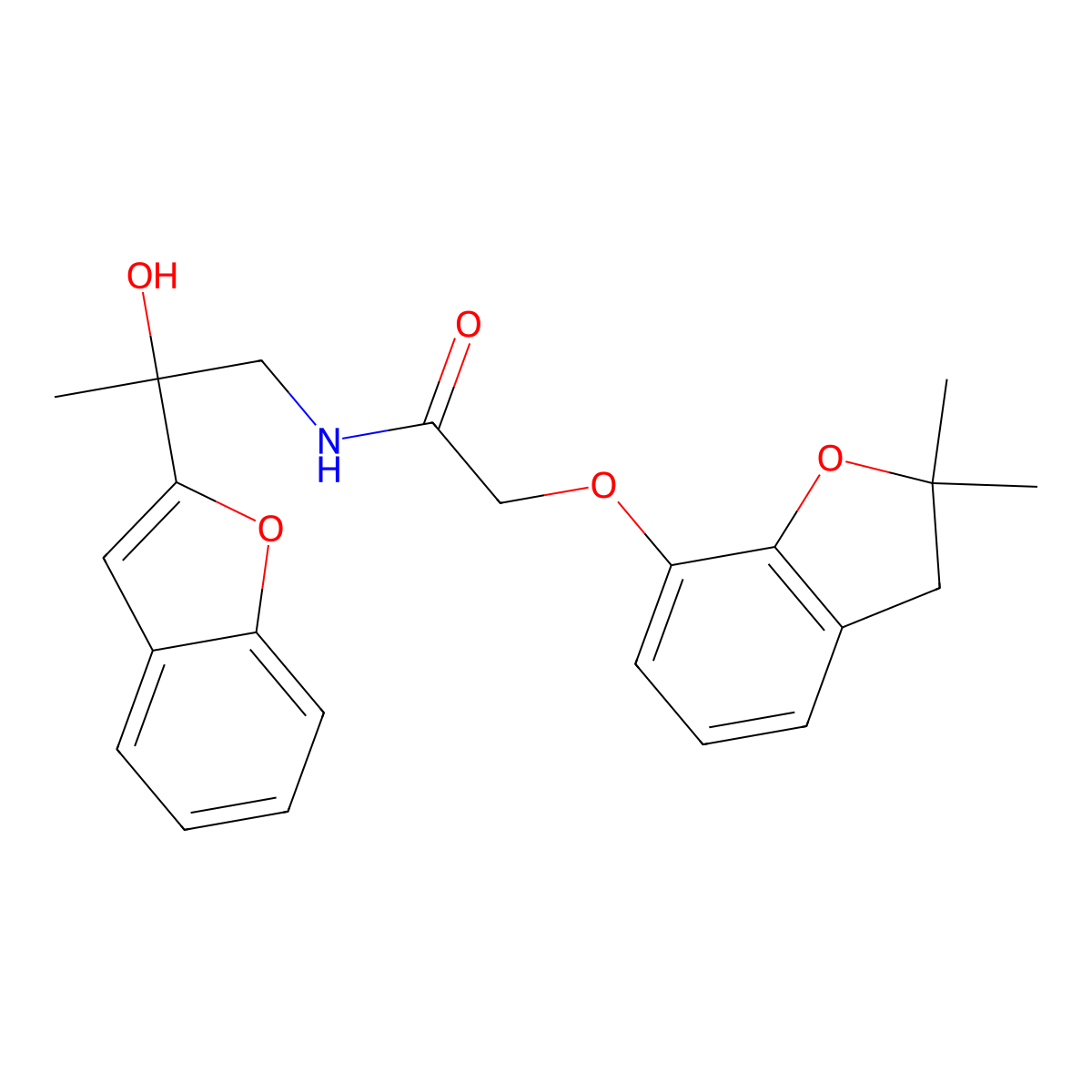 N-(2-(benzofuran-2-yl)-2-hydroxypropyl)-2-((2,2-dimethyl-2,3-dihydrobenzofuran-7-yl)oxy)acetamide molecular structure, CAS 2034600-39-8