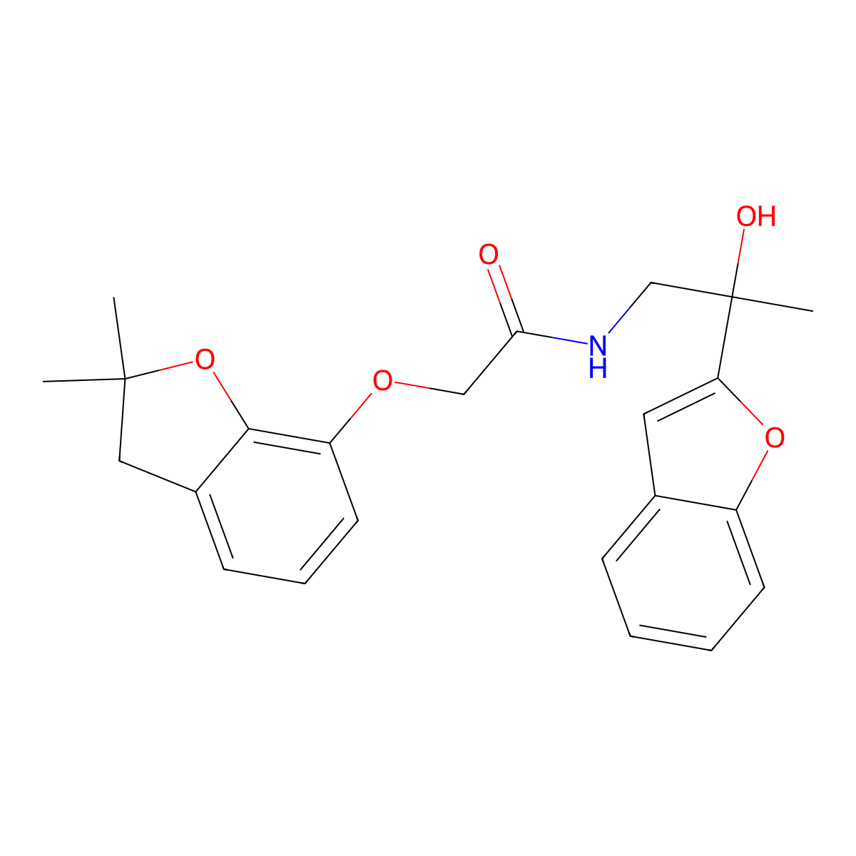 N-(2-(benzofuran-2-yl)-2-hydroxypropyl)-2-((2,2-dimethyl-2,3-dihydrobenzofuran-7-yl)oxy)acetamide molecular structure, CAS 2034600-39-8