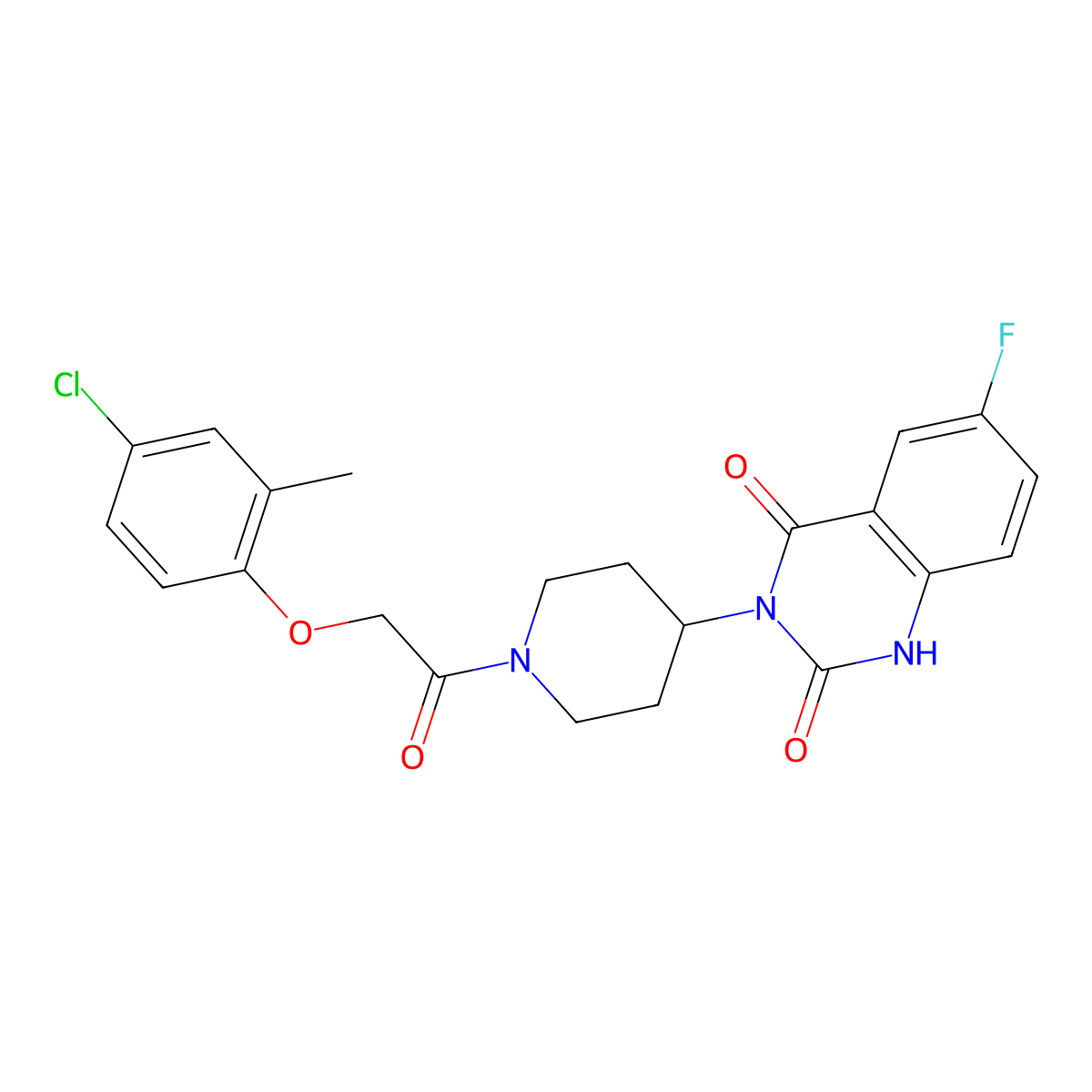 3-(1-(2-(4-chloro-2-methylphenoxy)acetyl)piperidin-4-yl)-6-fluoroquinazoline-2,4(1H,3H)-dione molecular structure, CAS 2034600-42-3