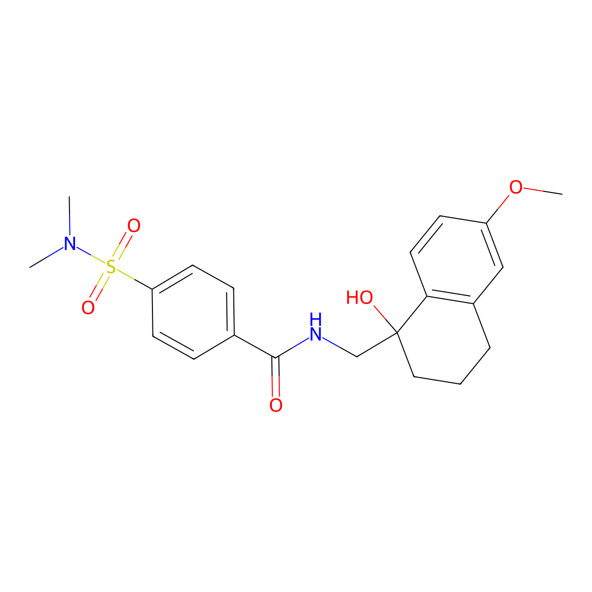 4-(N,N-dimethylsulfamoyl)-N-((1-hydroxy-6-methoxy-1,2,3,4-tetrahydronaphthalen-1-yl)methyl)benzamide molecular structure, CAS 2034600-46-7