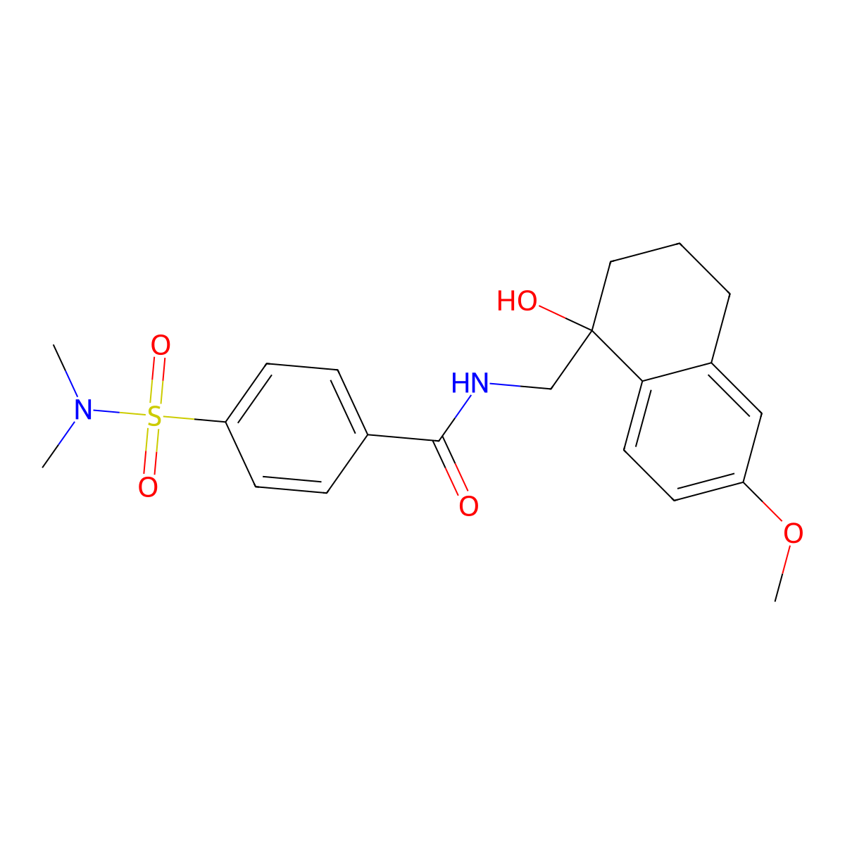 4-(N,N-dimethylsulfamoyl)-N-((1-hydroxy-6-methoxy-1,2,3,4-tetrahydronaphthalen-1-yl)methyl)benzamide molecular structure, CAS 2034600-46-7