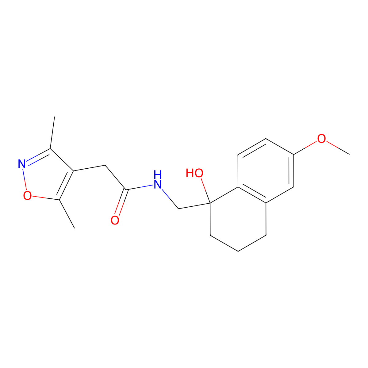 2-(3,5-dimethylisoxazol-4-yl)-N-((1-hydroxy-6-methoxy-1,2,3,4-tetrahydronaphthalen-1-yl)methyl)acetamide molecular structure, CAS 2034600-52-5