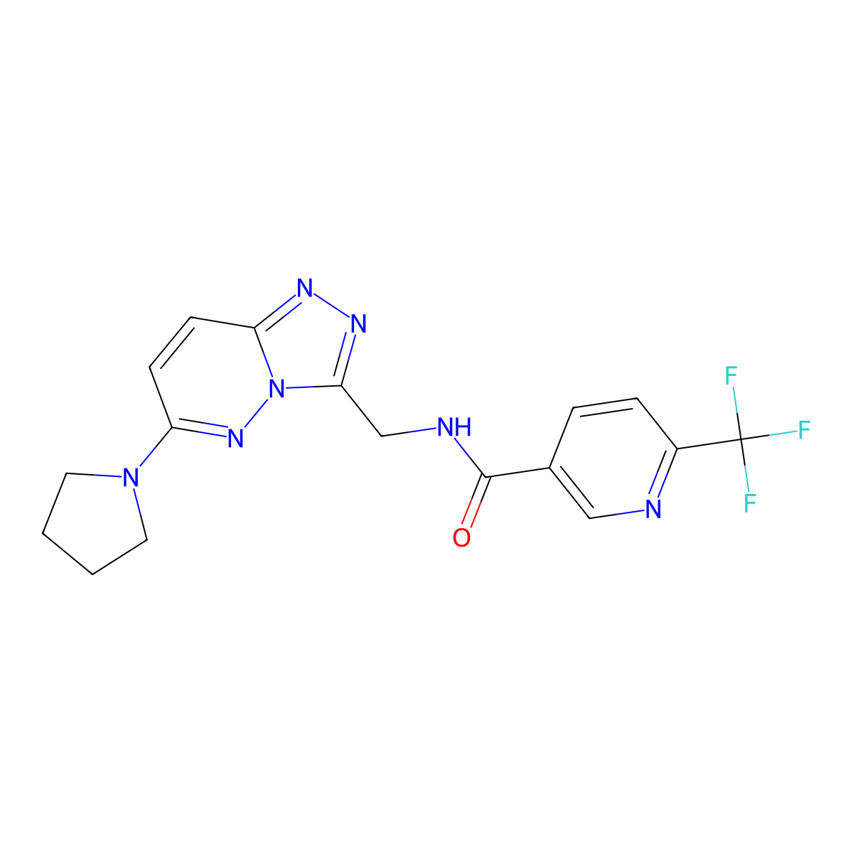 N-((6-(pyrrolidin-1-yl)-[1,2,4]triazolo[4,3-b]pyridazin-3-yl)methyl)-6-(trifluoromethyl)nicotinamide molecular structure, CAS 2034600-53-6
