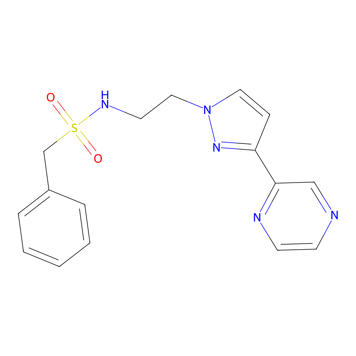 1-phenyl-N-{2-[3-(pyrazin-2-yl)-1H-pyrazol-1-yl]ethyl}methanesulfonamide molecular structure, CAS 2034600-54-7
