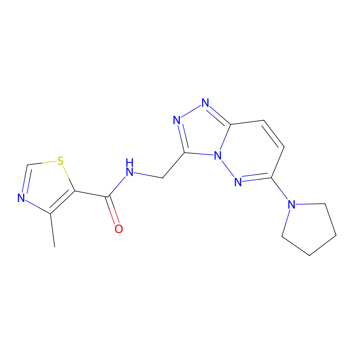 4-methyl-N-((6-(pyrrolidin-1-yl)-[1,2,4]triazolo[4,3-b]pyridazin-3-yl)methyl)thiazole-5-carboxamide molecular structure, CAS 2034600-58-1