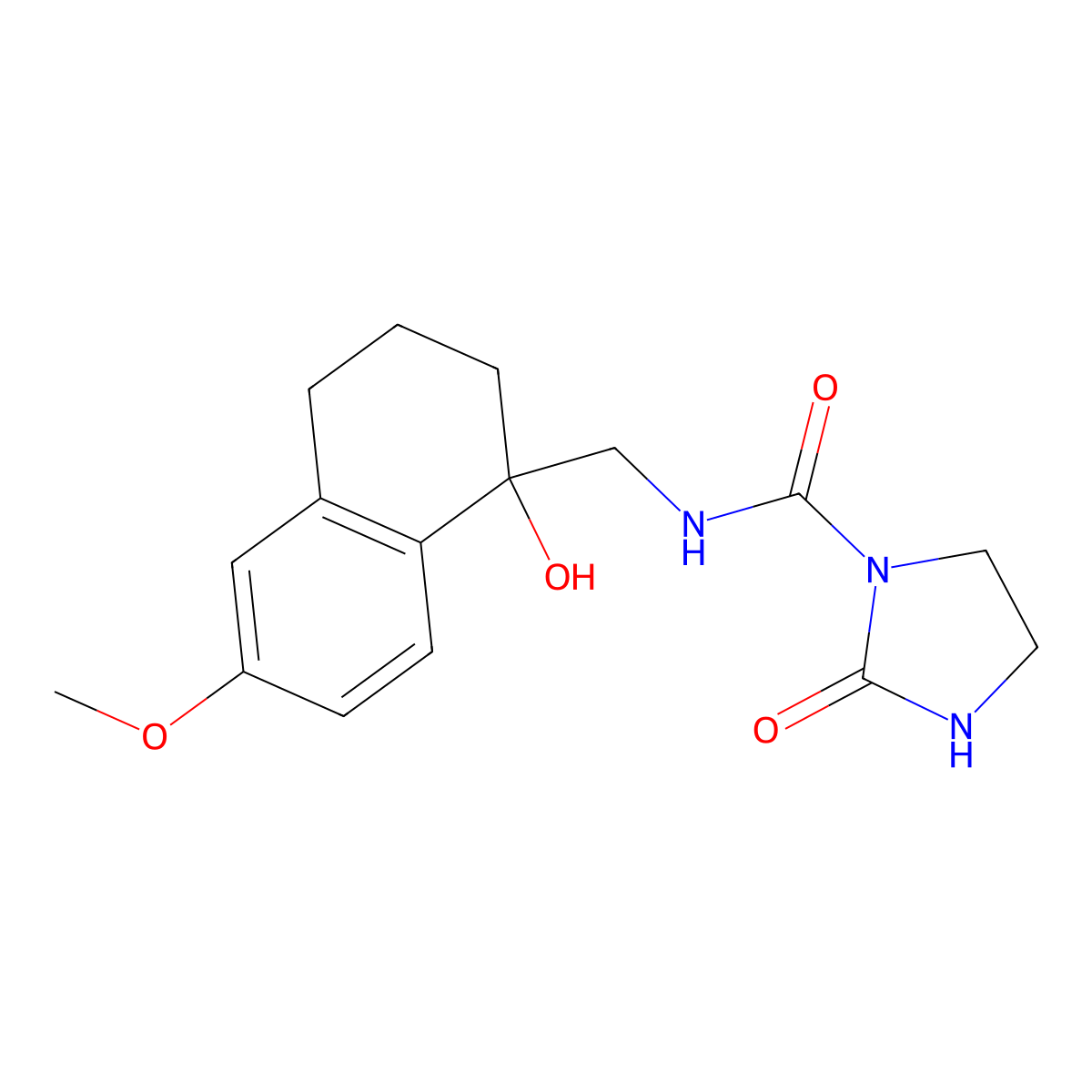 N-[(1-hydroxy-6-methoxy-1,2,3,4-tetrahydronaphthalen-1-yl)methyl]-2-oxoimidazolidine-1-carboxamide molecular structure, CAS 2034600-59-2