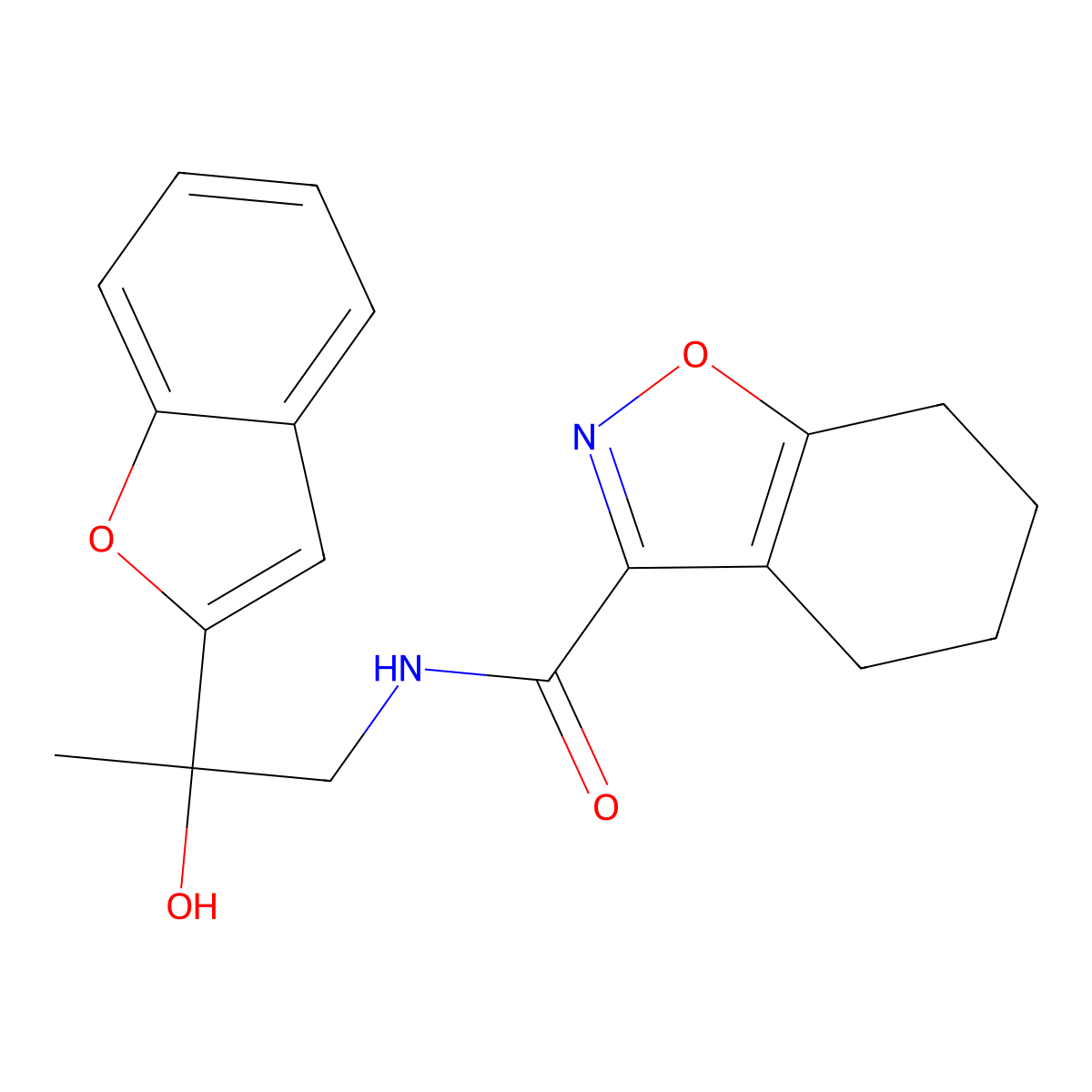 N-(2-(benzofuran-2-yl)-2-hydroxypropyl)-4,5,6,7-tetrahydrobenzo[d]isoxazole-3-carboxamide molecular structure, CAS 2034600-64-9
