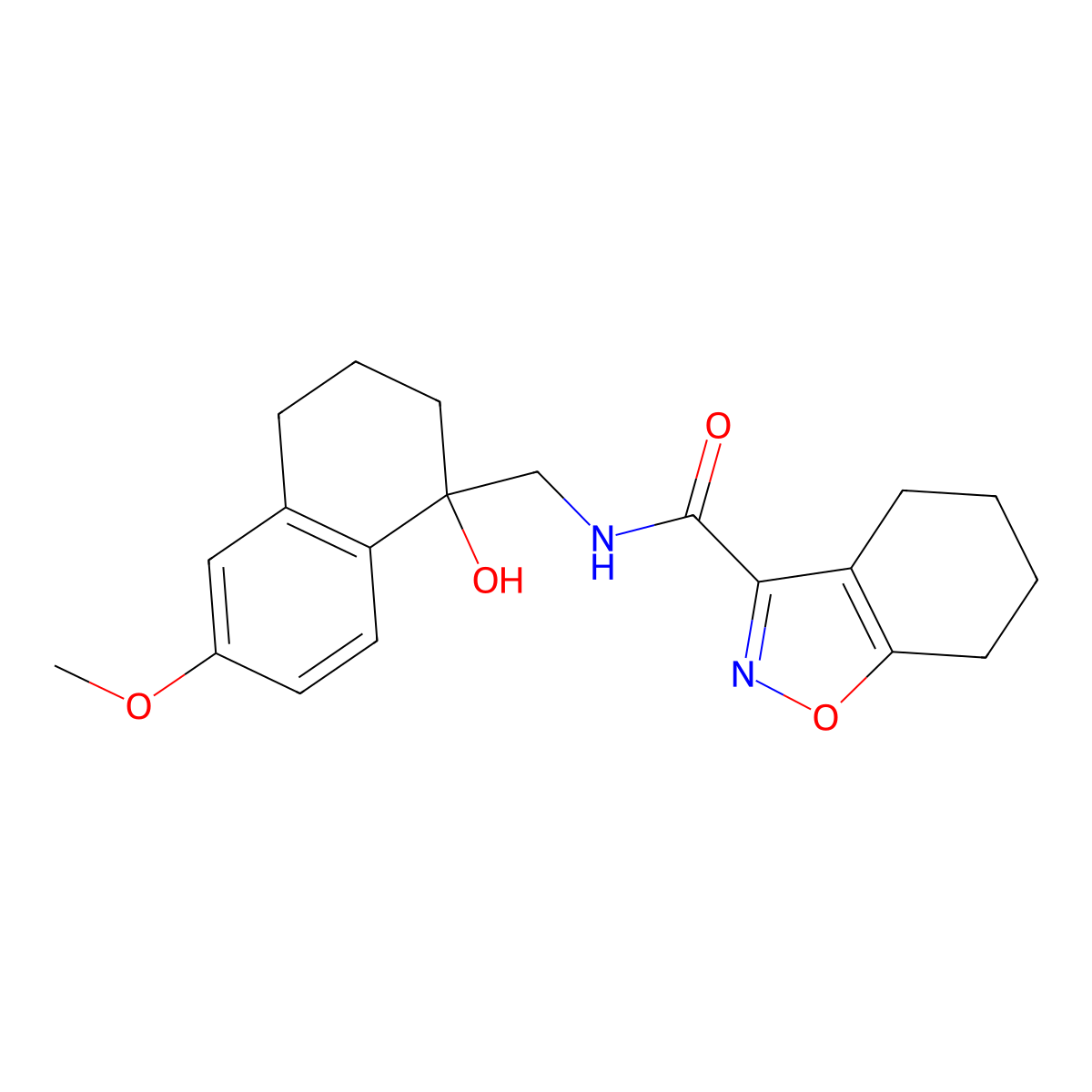 N-((1-hydroxy-6-methoxy-1,2,3,4-tetrahydronaphthalen-1-yl)methyl)-4,5,6,7-tetrahydrobenzo[d]isoxazole-3-carboxamide molecular structure, CAS 2034600-66-1