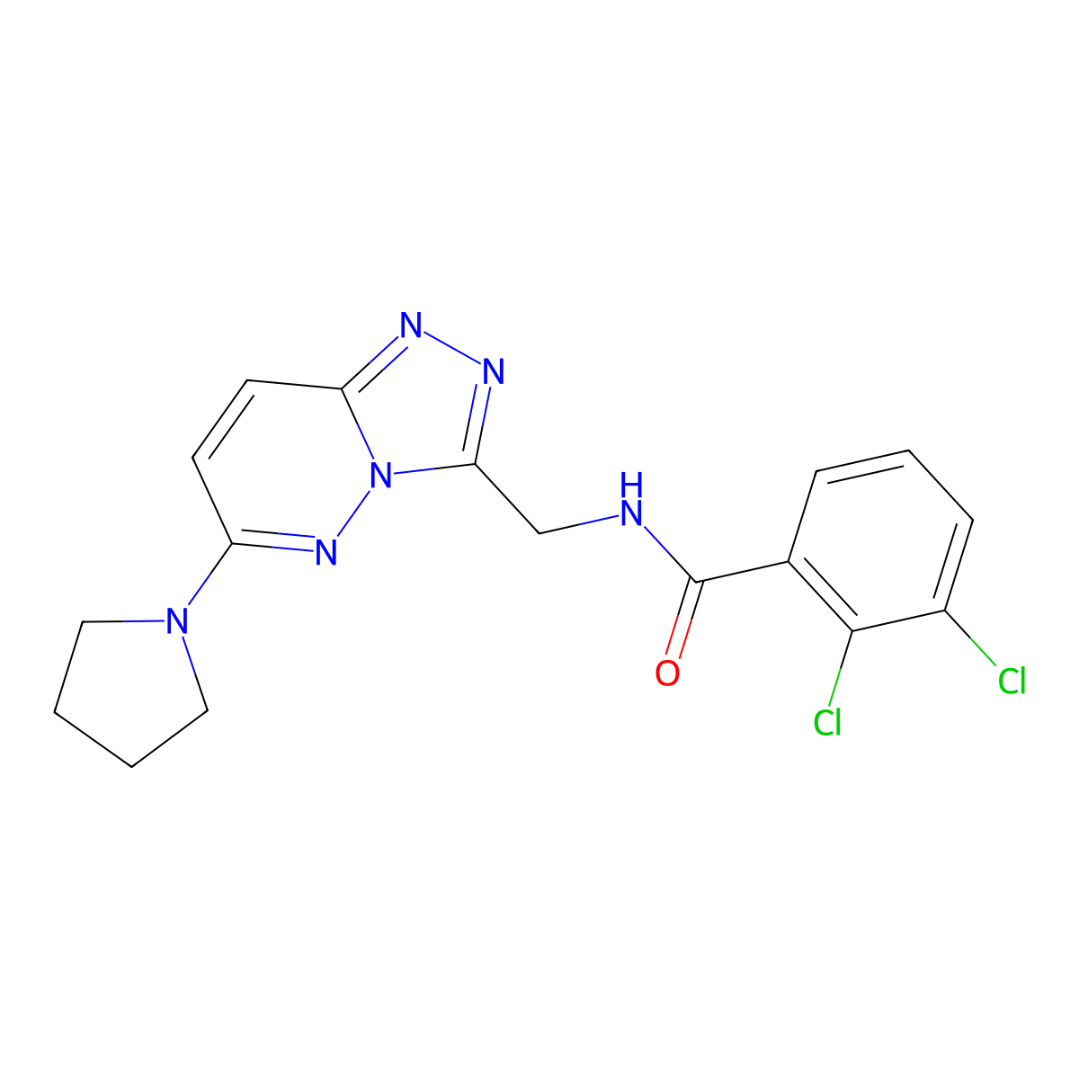 2,3-dichloro-N-((6-(pyrrolidin-1-yl)-[1,2,4]triazolo[4,3-b]pyridazin-3-yl)methyl)benzamide molecular structure, CAS 2034600-78-5