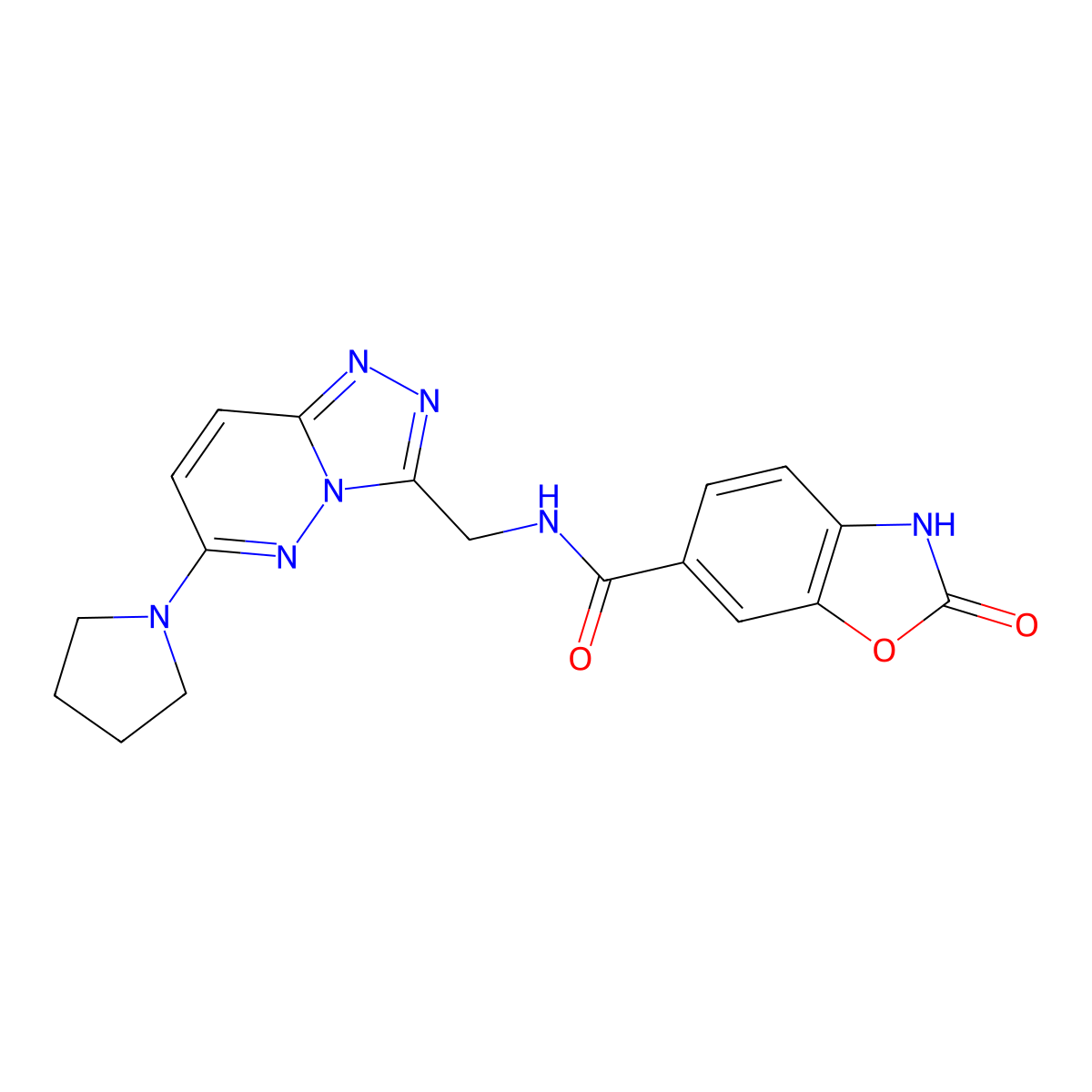2-oxo-N-((6-(pyrrolidin-1-yl)-[1,2,4]triazolo[4,3-b]pyridazin-3-yl)methyl)-2,3-dihydrobenzo[d]oxazole-6-carboxamide molecular structure, CAS 2034600-92-3