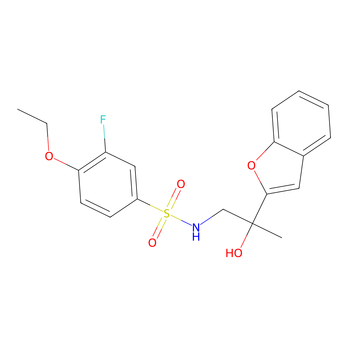 N-(2-(benzofuran-2-yl)-2-hydroxypropyl)-4-ethoxy-3-fluorobenzenesulfonamide molecular structure, CAS 2034600-95-6