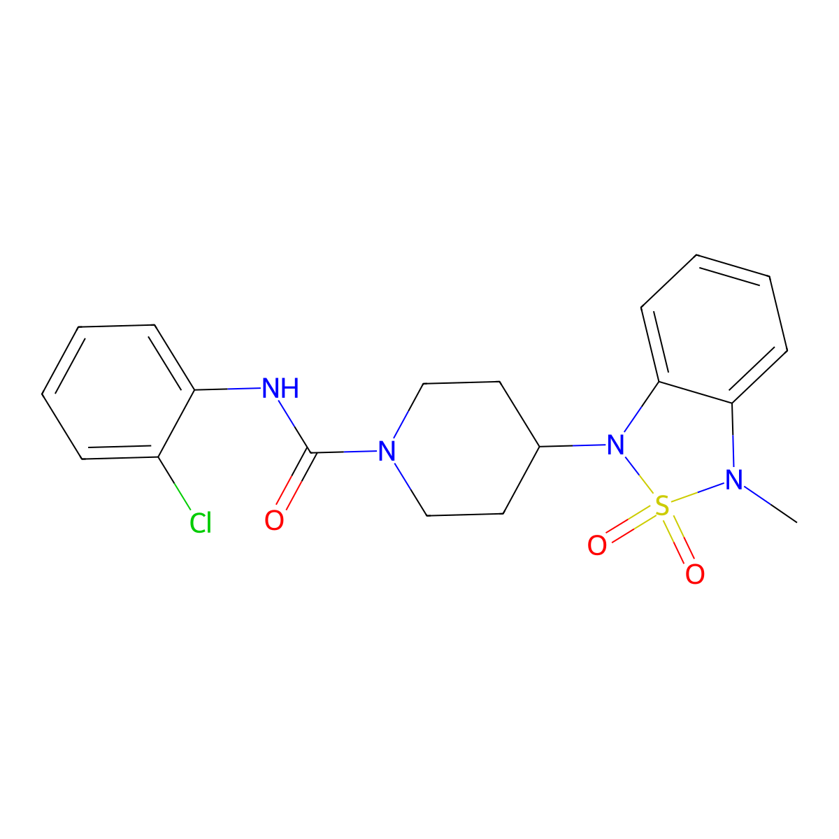 N-(2-chlorophenyl)-4-(3-methyl-2,2-dioxidobenzo[c][1,2,5]thiadiazol-1(3H)-yl)piperidine-1-carboxamide molecular structure, CAS 2034600-97-8