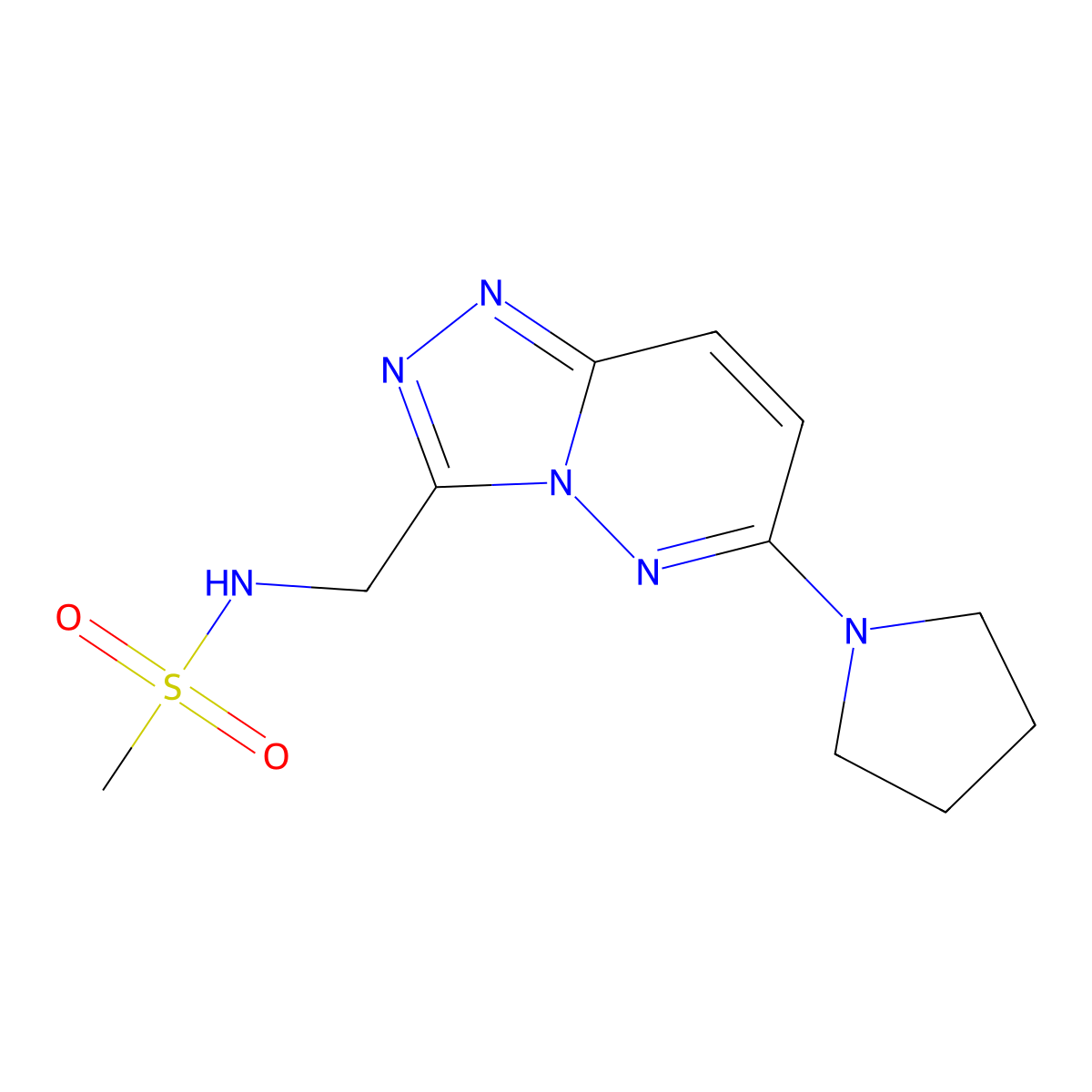 N-{[6-(pyrrolidin-1-yl)-[1,2,4]triazolo[4,3-b]pyridazin-3-yl]methyl}methanesulfonamide molecular structure, CAS 2034601-03-9