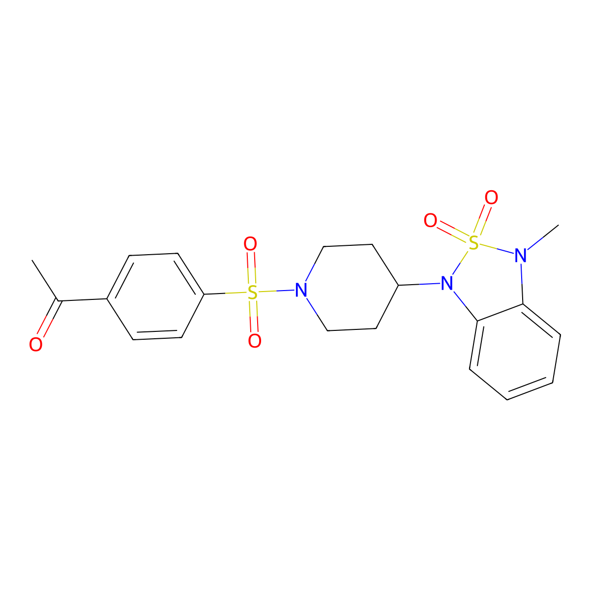 1-(4-((4-(3-methyl-2,2-dioxidobenzo[c][1,2,5]thiadiazol-1(3H)-yl)piperidin-1-yl)sulfonyl)phenyl)ethanone molecular structure, CAS 2034601-06-2