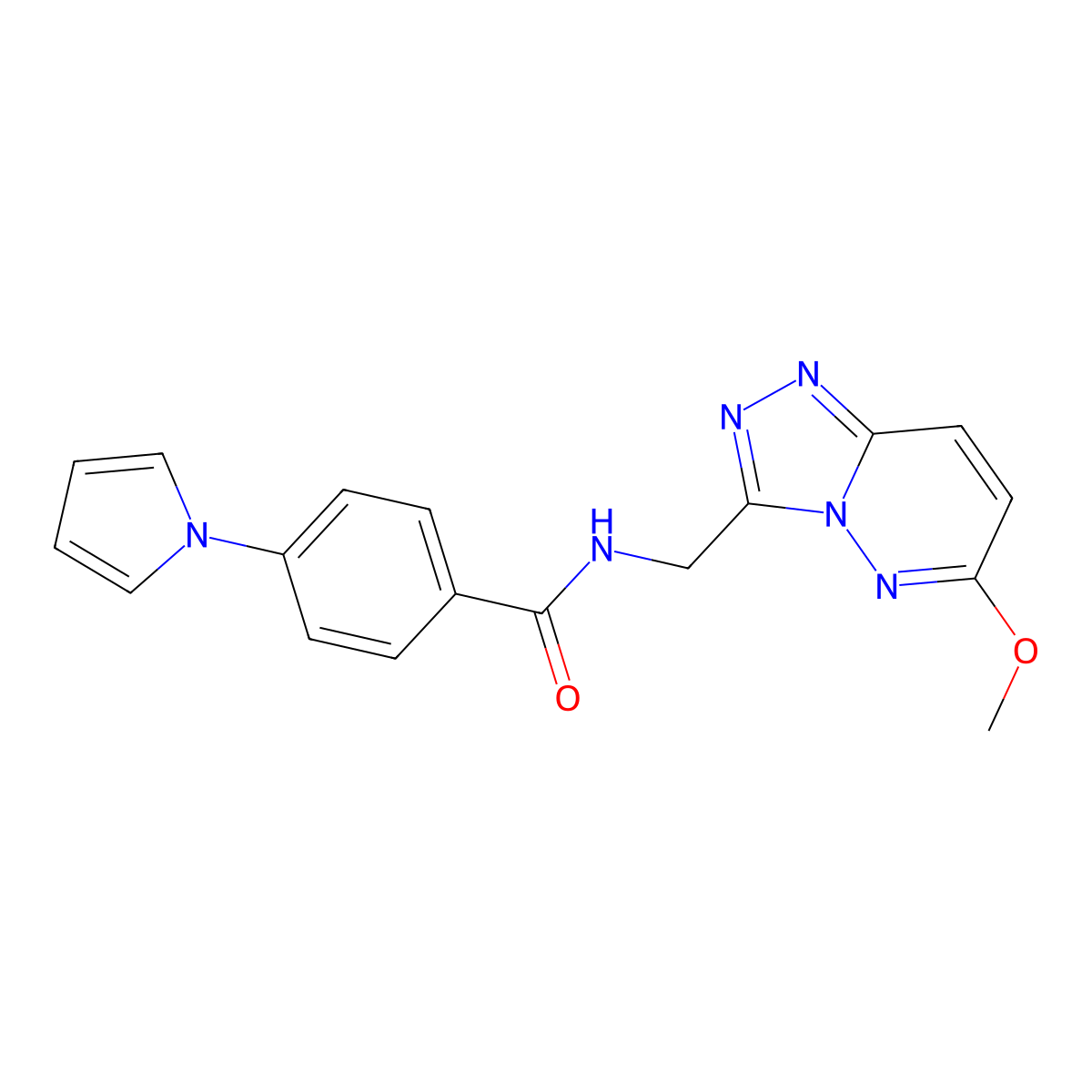 N-((6-methoxy-[1,2,4]triazolo[4,3-b]pyridazin-3-yl)methyl)-4-(1H-pyrrol-1-yl)benzamide molecular structure, CAS 2034601-08-4