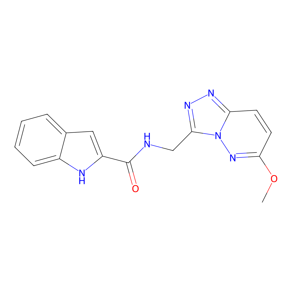 N-({6-methoxy-[1,2,4]triazolo[4,3-b]pyridazin-3-yl}methyl)-1H-indole-2-carboxamide molecular structure, CAS 2034601-15-3