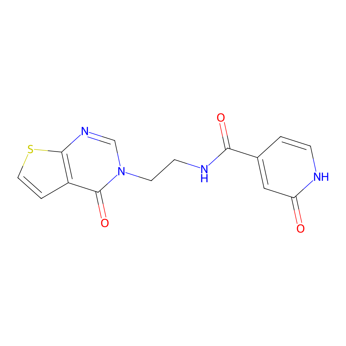 2-oxo-N-(2-(4-oxothieno[2,3-d]pyrimidin-3(4H)-yl)ethyl)-1,2-dihydropyridine-4-carboxamide molecular structure, CAS 2034601-17-5
