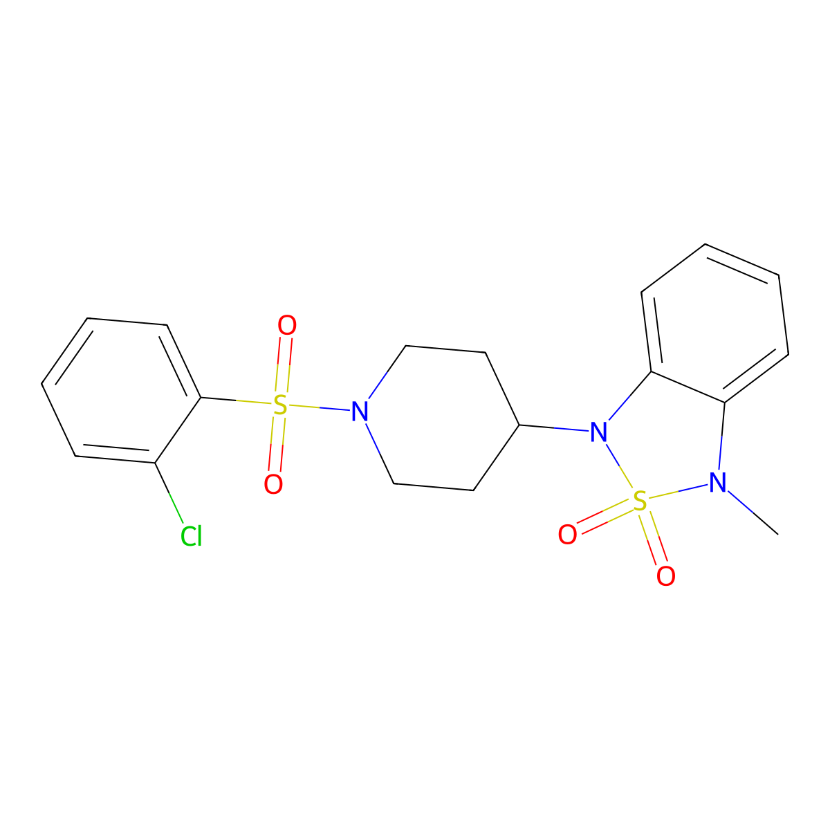 1-(1-((2-Chlorophenyl)sulfonyl)piperidin-4-yl)-3-methyl-1,3-dihydrobenzo[c][1,2,5]thiadiazole 2,2-dioxide molecular structure, CAS 2034601-26-6