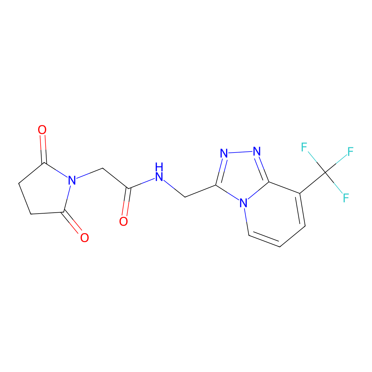 2-(2,5-dioxopyrrolidin-1-yl)-N-((8-(trifluoromethyl)-[1,2,4]triazolo[4,3-a]pyridin-3-yl)methyl)acetamide molecular structure, CAS 2034601-40-4