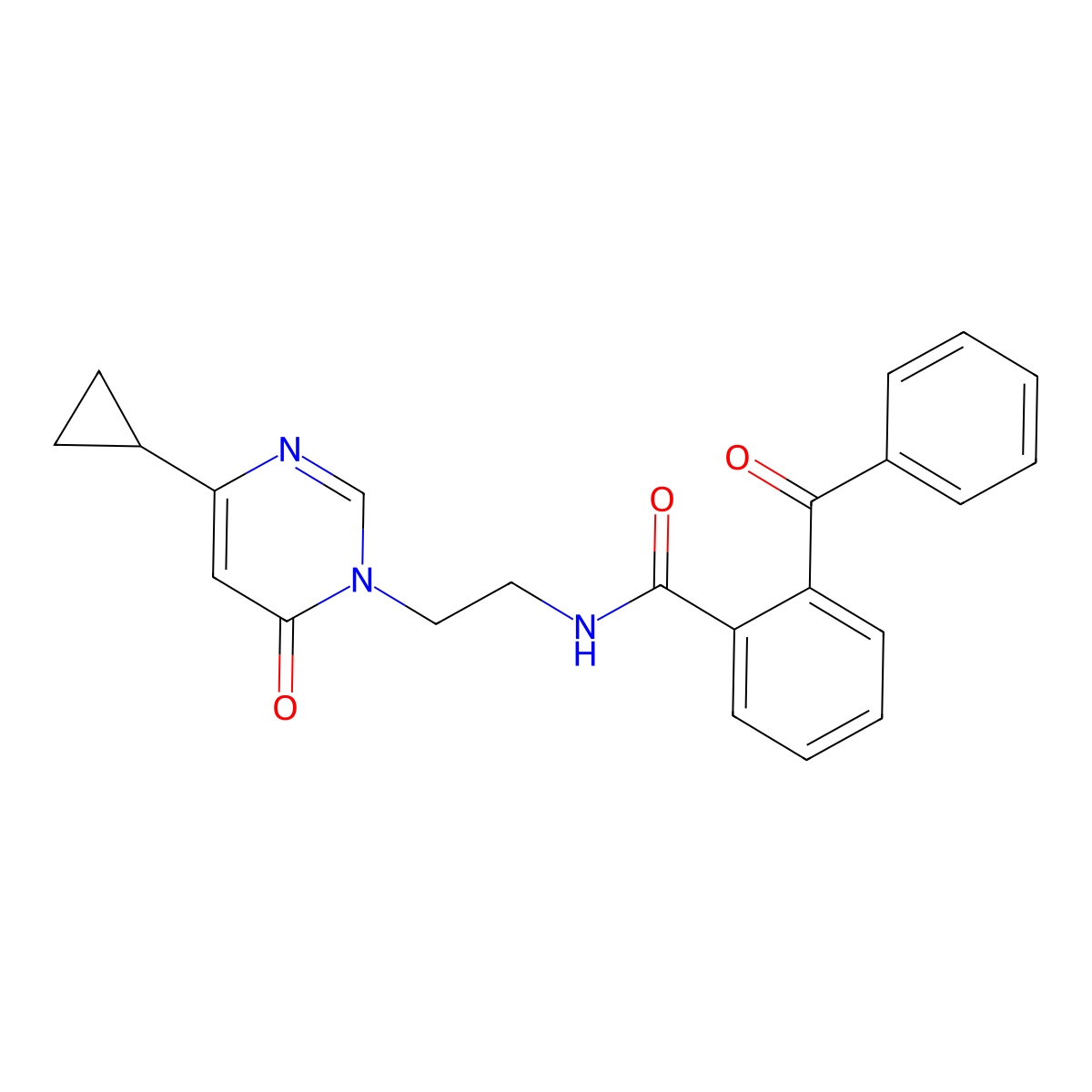 2-benzoyl-N-[2-(4-cyclopropyl-6-oxo-1,6-dihydropyrimidin-1-yl)ethyl]benzamide molecular structure, CAS 2034601-41-5