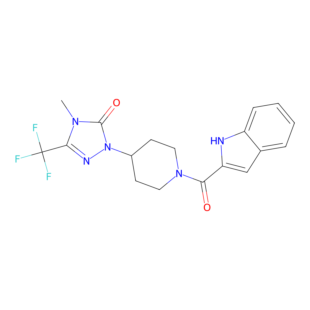 1-(1-(1H-indole-2-carbonyl)piperidin-4-yl)-4-methyl-3-(trifluoromethyl)-1H-1,2,4-triazol-5(4H)-one molecular structure, CAS 2034601-43-7