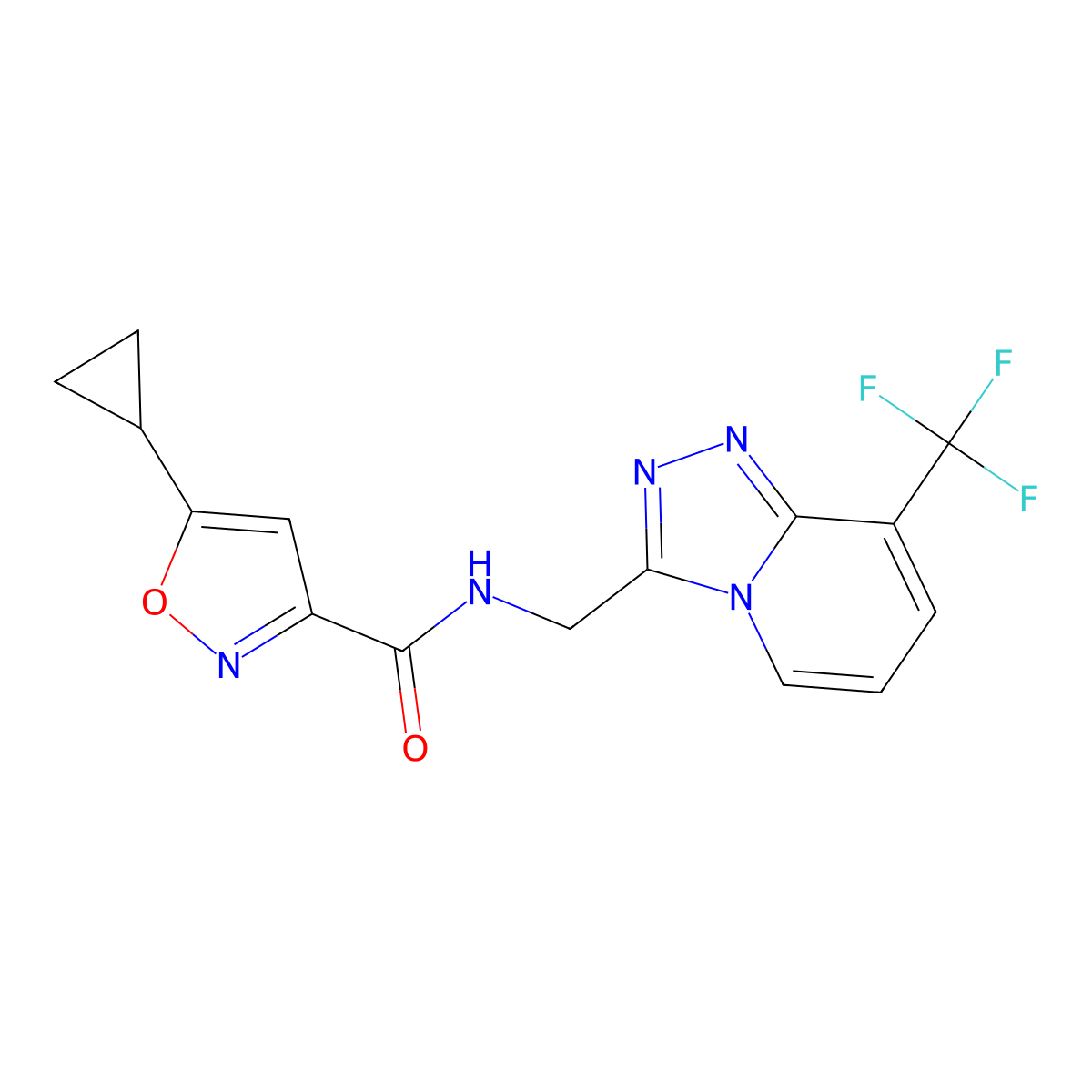 5-cyclopropyl-N-((8-(trifluoromethyl)-[1,2,4]triazolo[4,3-a]pyridin-3-yl)methyl)isoxazole-3-carboxamide molecular structure, CAS 2034601-50-6