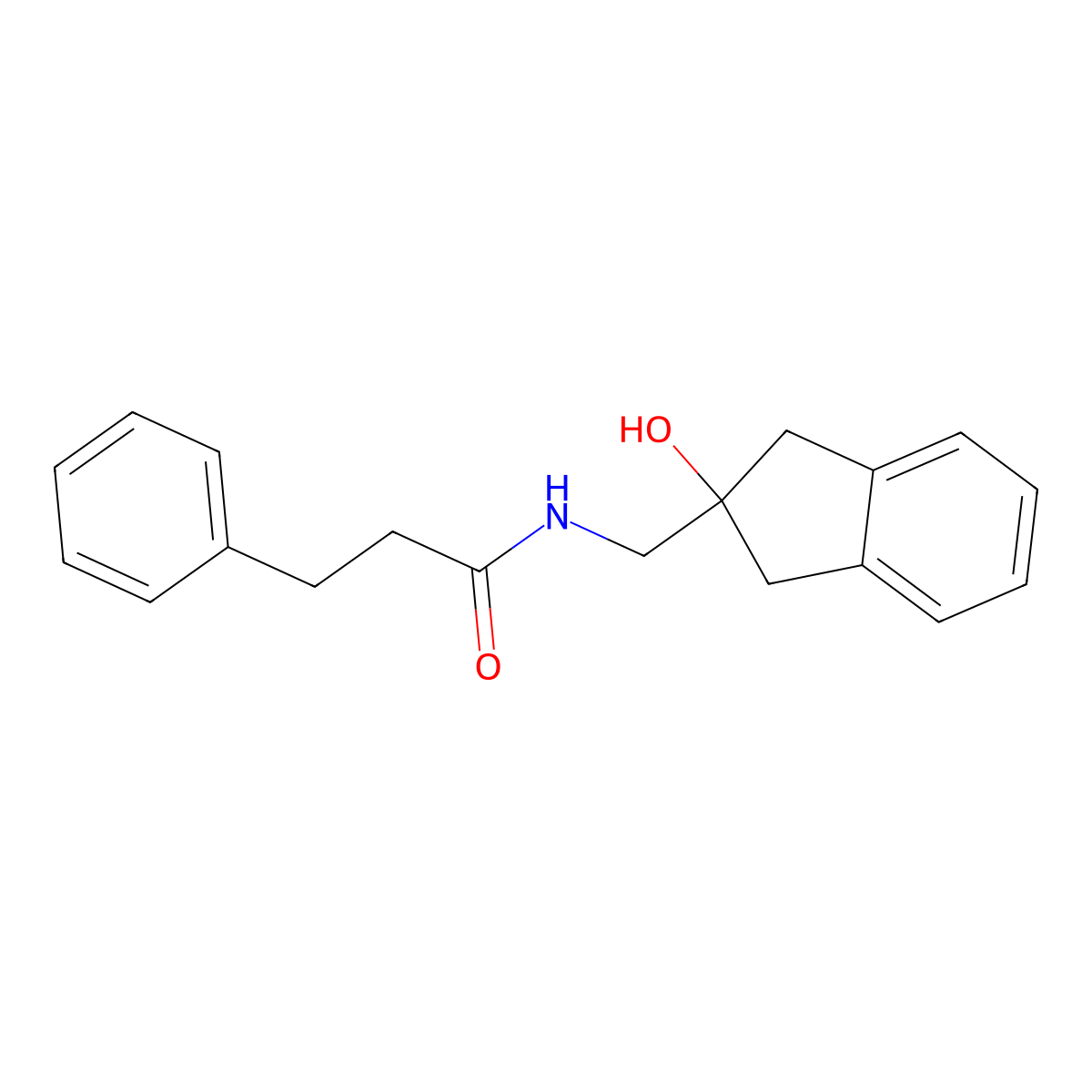 N-((2-hydroxy-2,3-dihydro-1H-inden-2-yl)methyl)-3-phenylpropanamide molecular structure, CAS 2034601-74-4