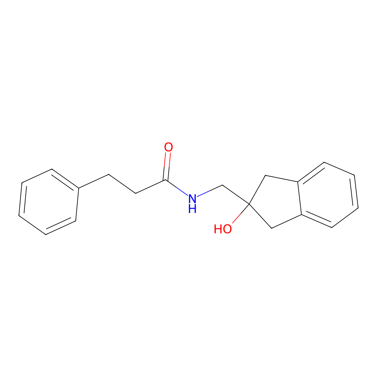 N-((2-hydroxy-2,3-dihydro-1H-inden-2-yl)methyl)-3-phenylpropanamide molecular structure, CAS 2034601-74-4