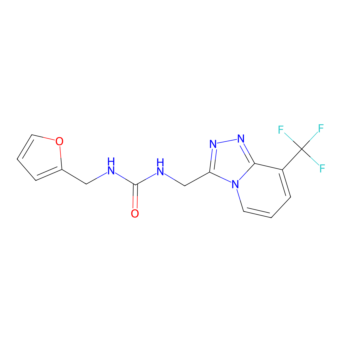 1-(Furan-2-ylmethyl)-3-((8-(trifluoromethyl)-[1,2,4]triazolo[4,3-a]pyridin-3-yl)methyl)urea molecular structure, CAS 2034601-77-7
