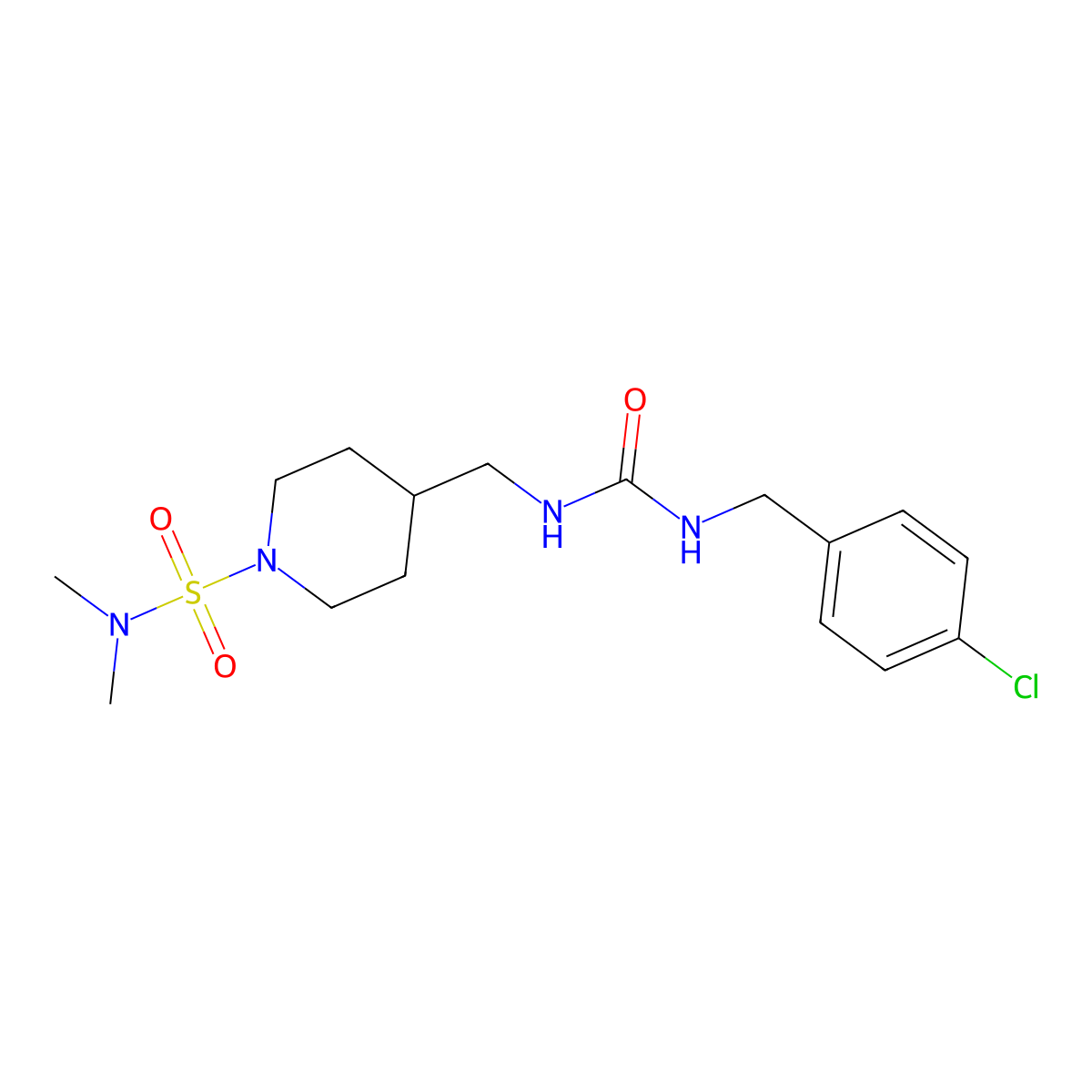 4-((3-(4-chlorobenzyl)ureido)methyl)-N,N-dimethylpiperidine-1-sulfonamide molecular structure, CAS 2034601-86-8