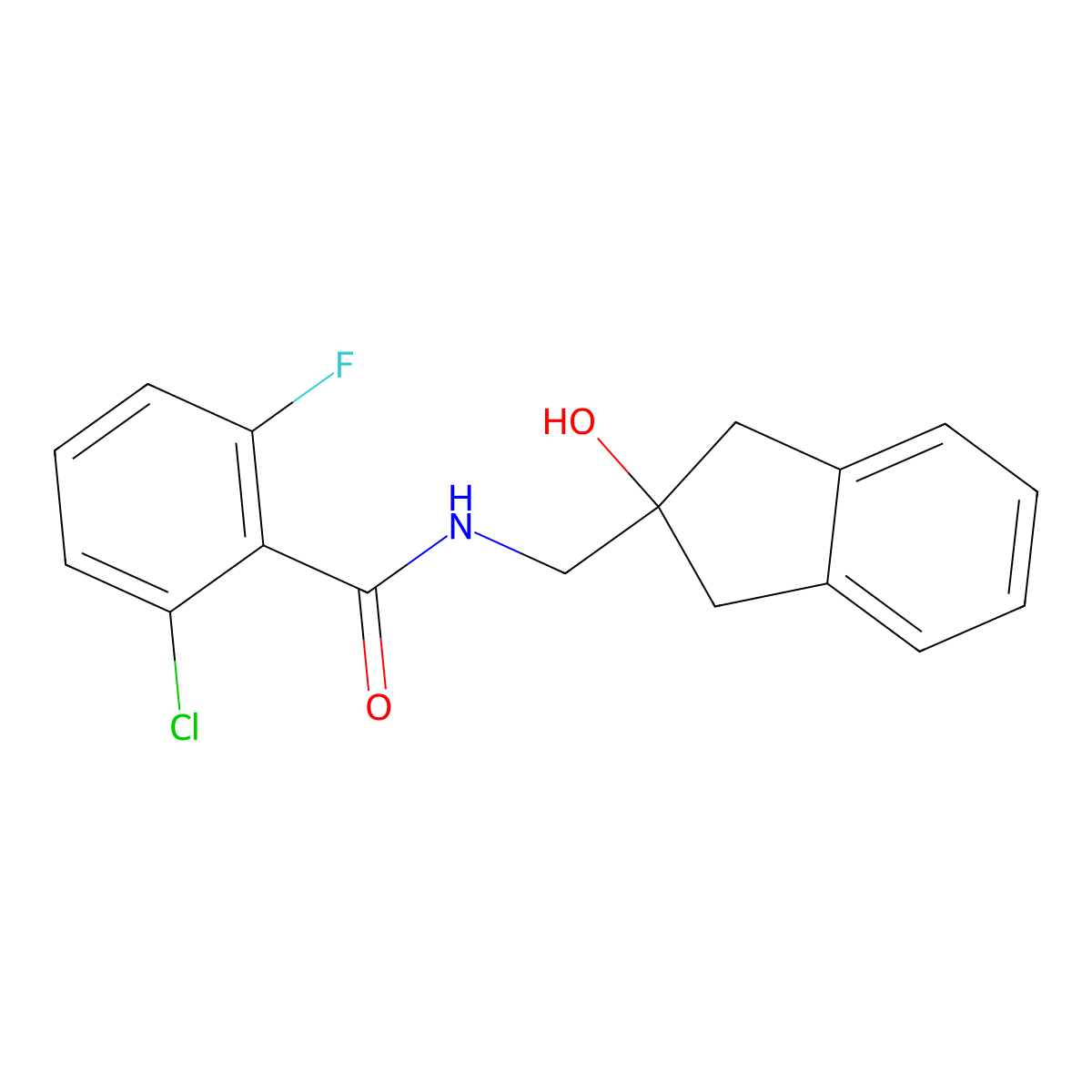 2-chloro-6-fluoro-N-[(2-hydroxy-2,3-dihydro-1H-inden-2-yl)methyl]benzamide molecular structure, CAS 2034601-93-7