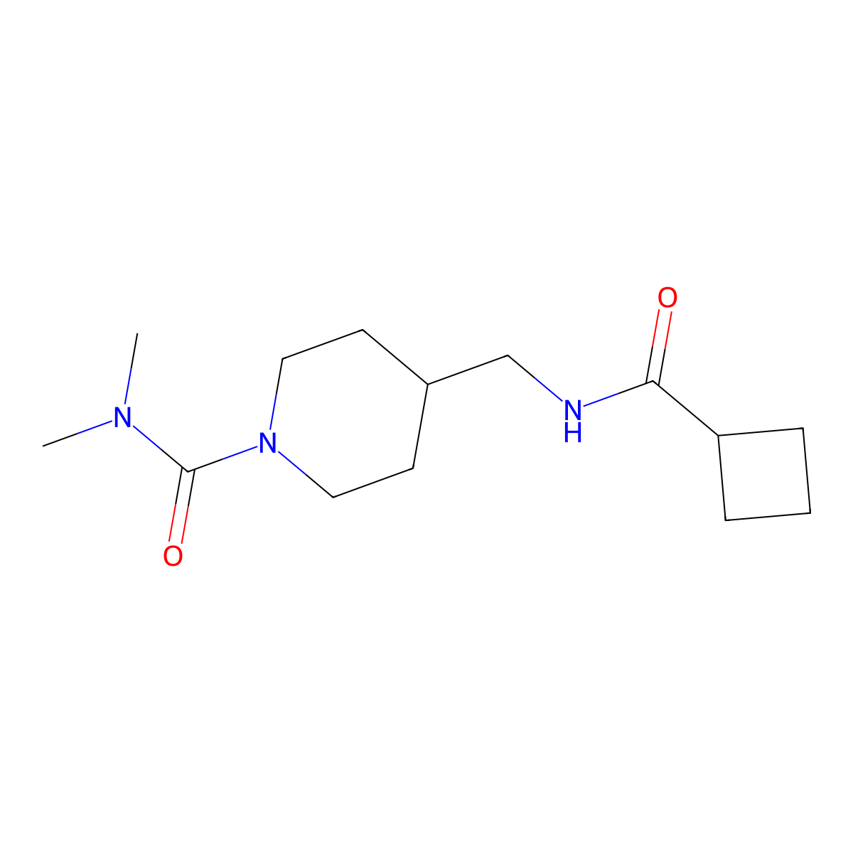 4-(cyclobutanecarboxamidomethyl)-N,N-dimethylpiperidine-1-carboxamide molecular structure, CAS 2034601-96-0