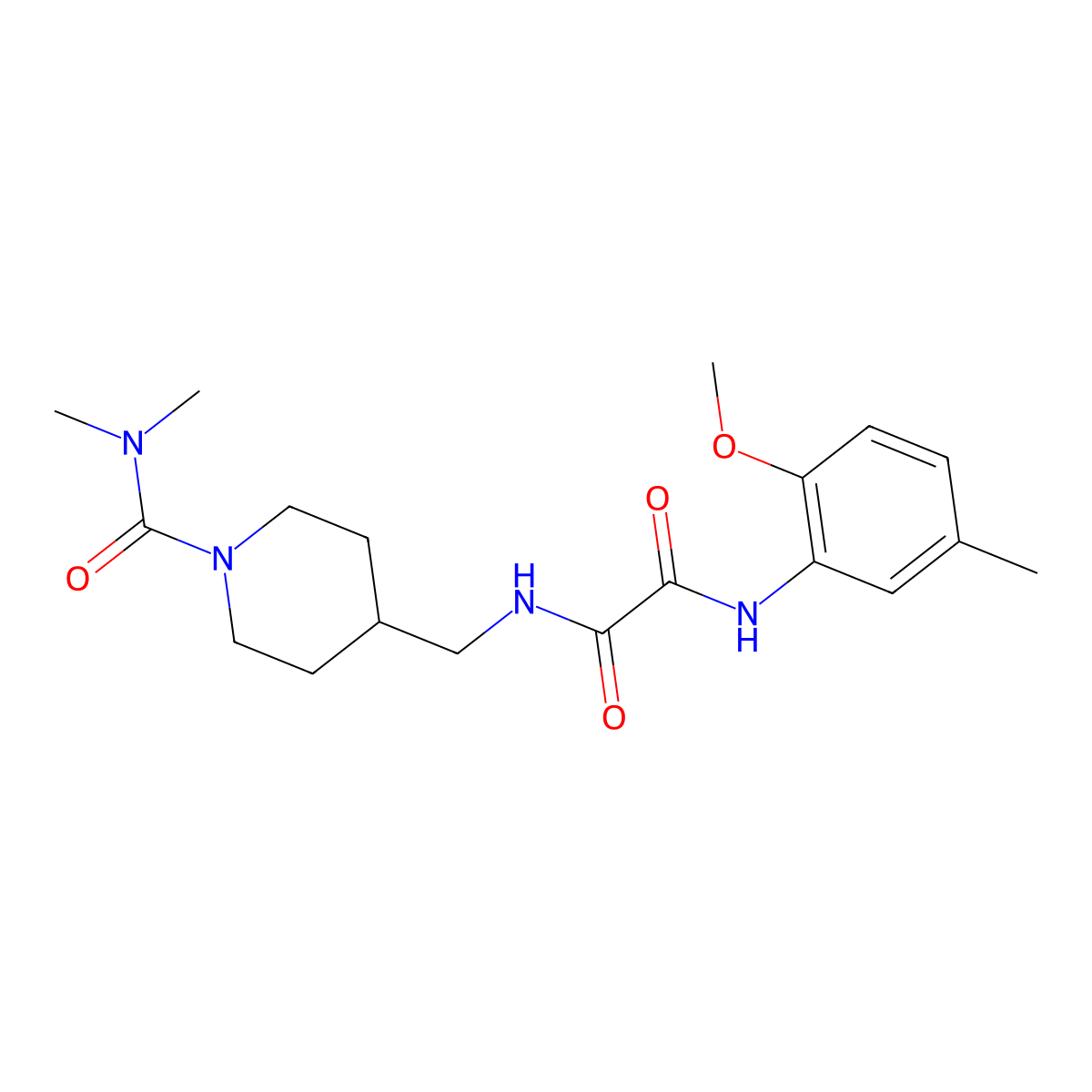 N1-((1-(dimethylcarbamoyl)piperidin-4-yl)methyl)-N2-(2-methoxy-5-methylphenyl)oxalamide molecular structure, CAS 2034602-21-4