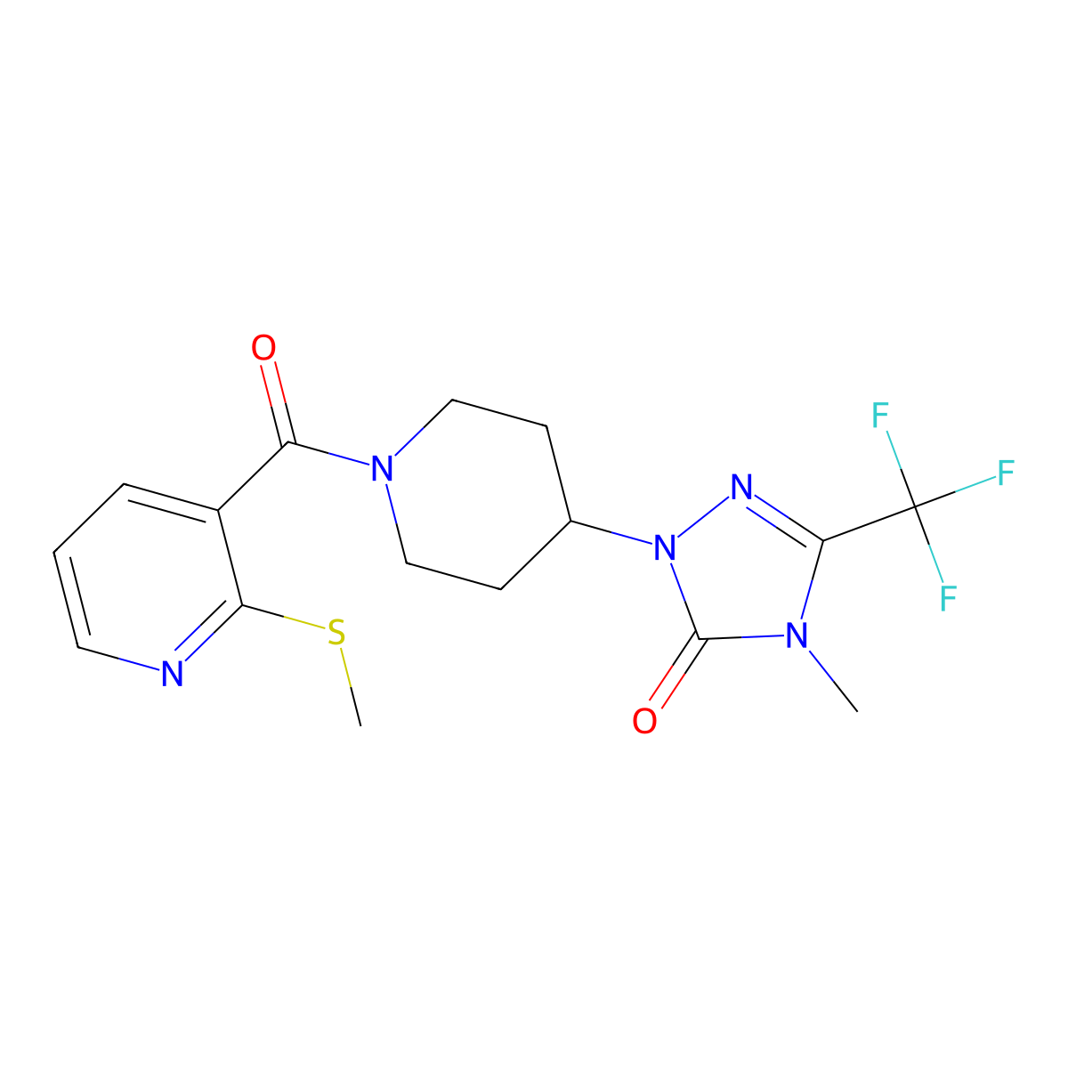 4-methyl-1-(1-(2-(methylthio)nicotinoyl)piperidin-4-yl)-3-(trifluoromethyl)-1H-1,2,4-triazol-5(4H)-one molecular structure, CAS 2034602-25-8