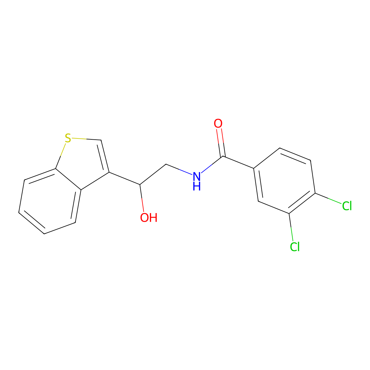 N-(2-(benzo[b]thiophen-3-yl)-2-hydroxyethyl)-3,4-dichlorobenzamide molecular structure, CAS 2034602-28-1