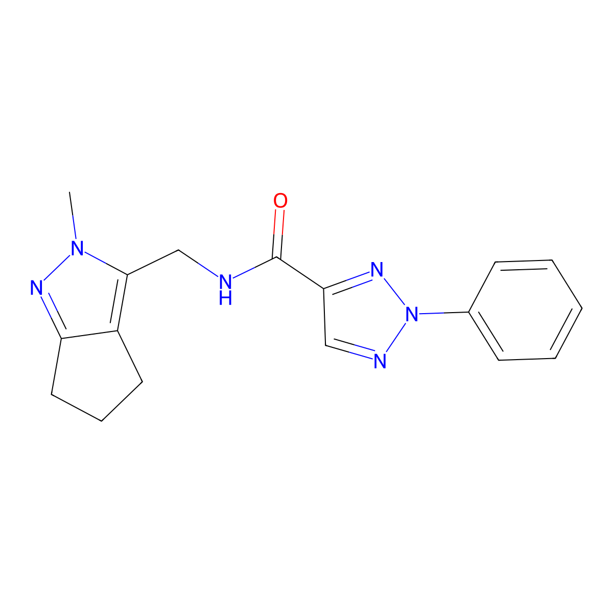 N-((2-methyl-2,4,5,6-tetrahydrocyclopenta[c]pyrazol-3-yl)methyl)-2-phenyl-2H-1,2,3-triazole-4-carboxamide molecular structure, CAS 2034602-31-6