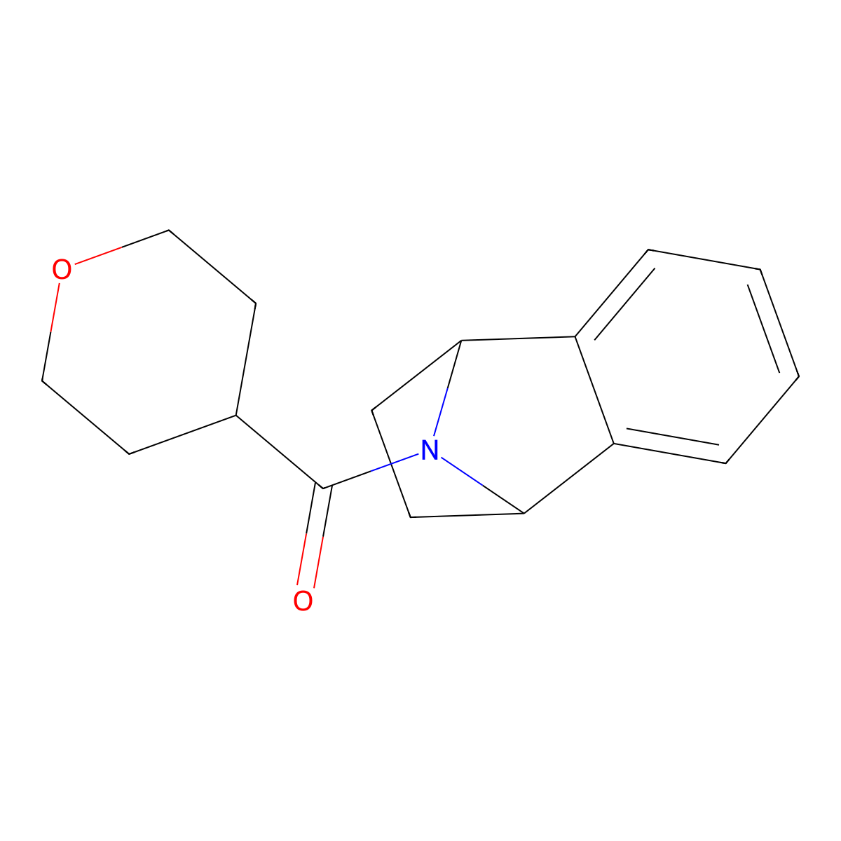 (1,2,3,4-tetrahydro-1,4-epiminonaphthalen-9-yl)(tetrahydro-2H-pyran-4-yl)methanone molecular structure, CAS 2034602-35-0