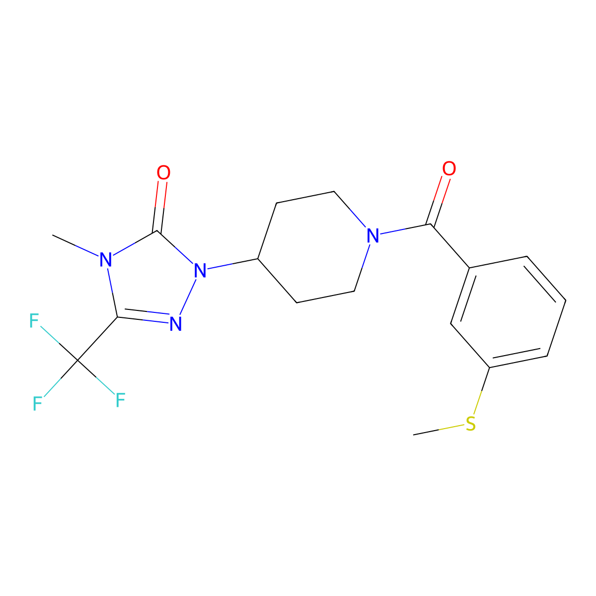 4-methyl-1-(1-(3-(methylthio)benzoyl)piperidin-4-yl)-3-(trifluoromethyl)-1H-1,2,4-triazol-5(4H)-one molecular structure, CAS 2034602-36-1
