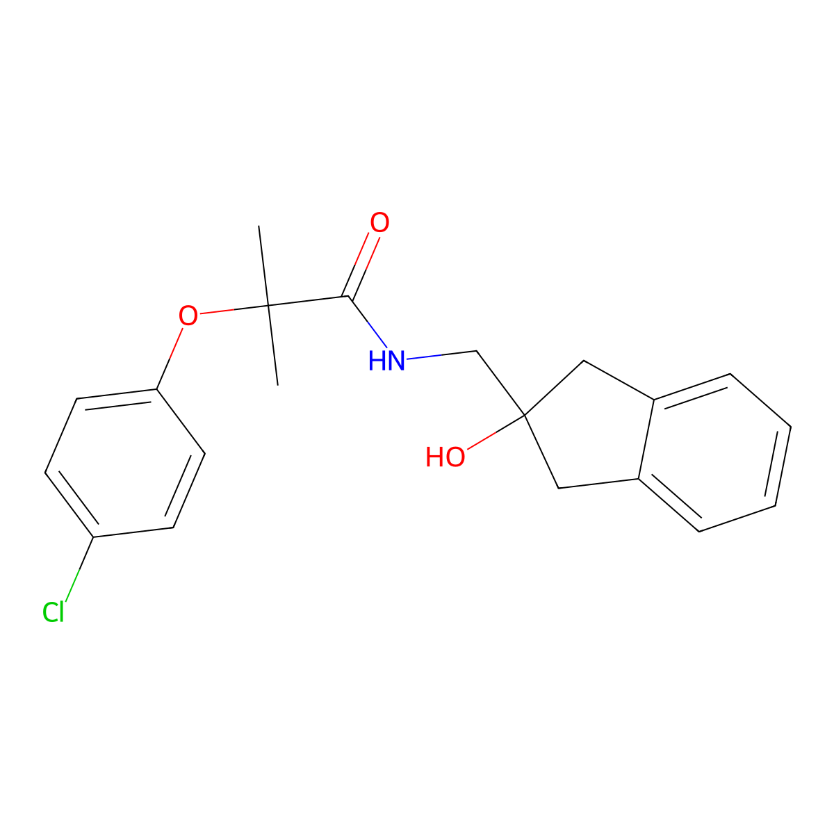 2-(4-chlorophenoxy)-N-[(2-hydroxy-2,3-dihydro-1H-inden-2-yl)methyl]-2-methylpropanamide molecular structure, CAS 2034602-39-4