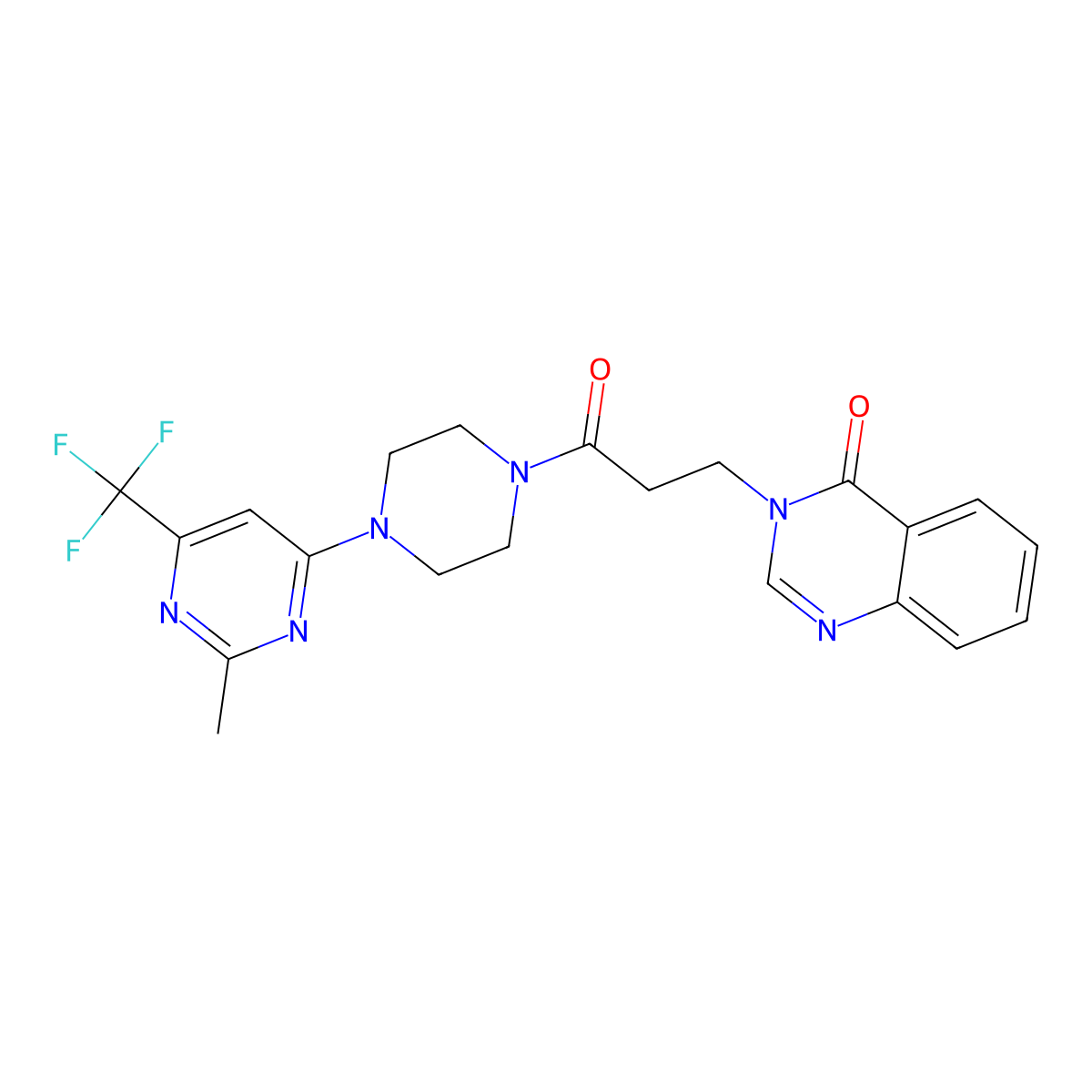 3-(3-(4-(2-methyl-6-(trifluoromethyl)pyrimidin-4-yl)piperazin-1-yl)-3-oxopropyl)quinazolin-4(3H)-one molecular structure, CAS 2034602-42-9