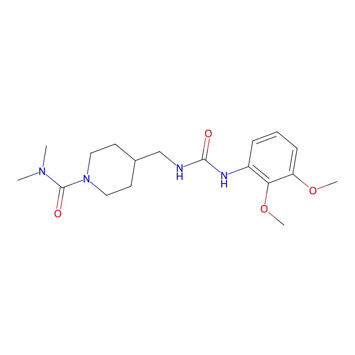 4-((3-(2,3-dimethoxyphenyl)ureido)methyl)-N,N-dimethylpiperidine-1-carboxamide molecular structure, CAS 2034602-45-2